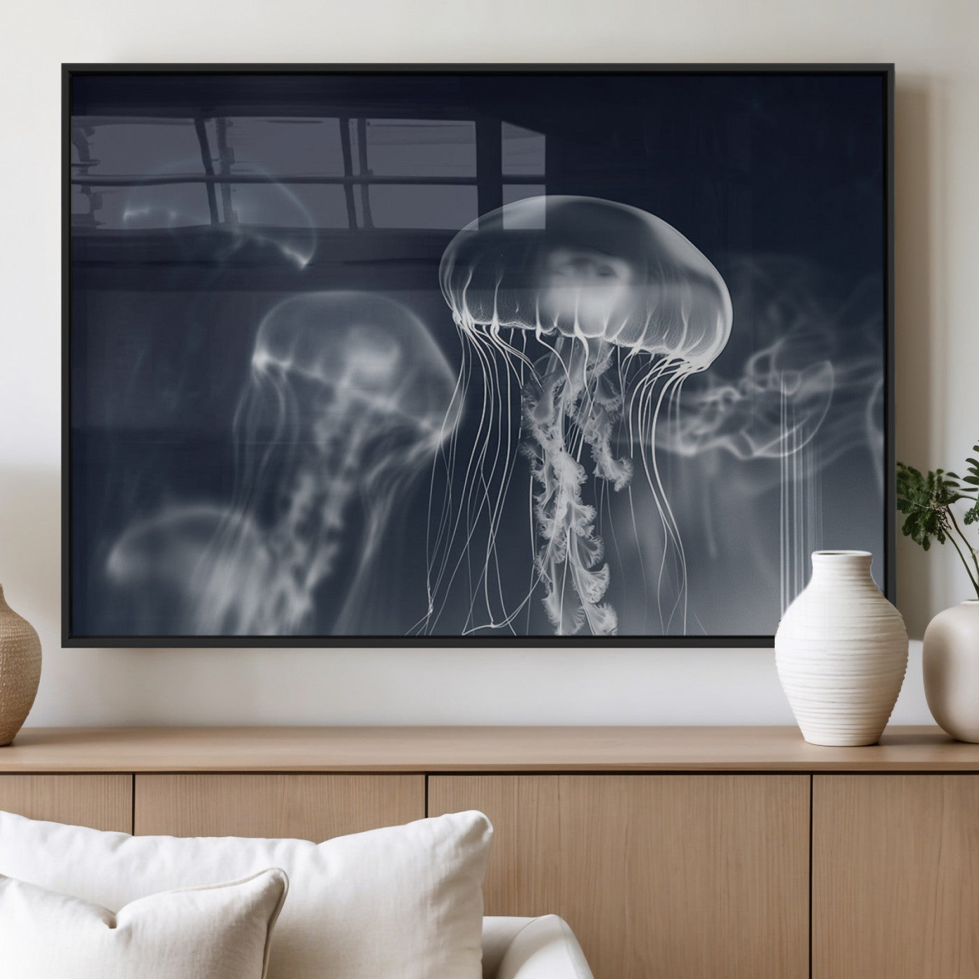 MGV-FP-60X30-3P - Jellyfish Wall Art Canvas Print, Modern Abstract Jellyfish Wall Decor