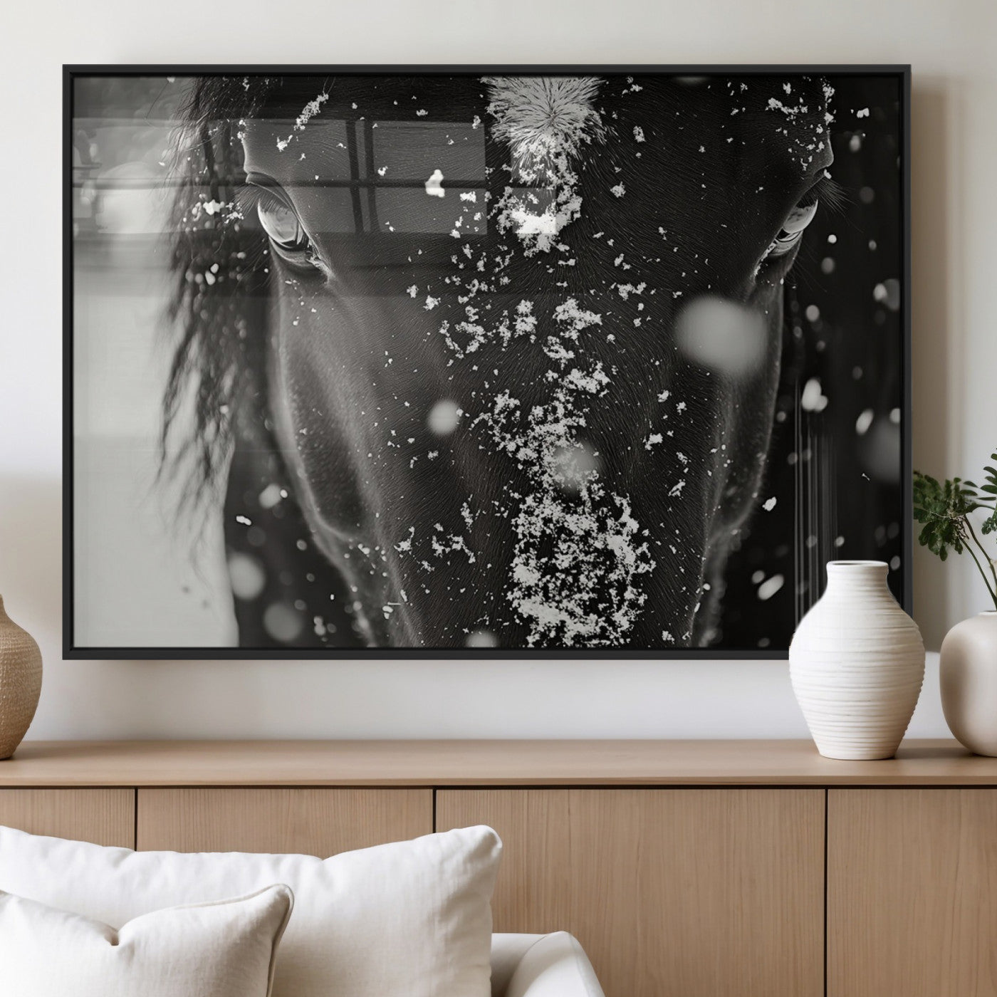 MGV-FP-60X30-3P - Winter Horse Snow Wall Art Canvas Print