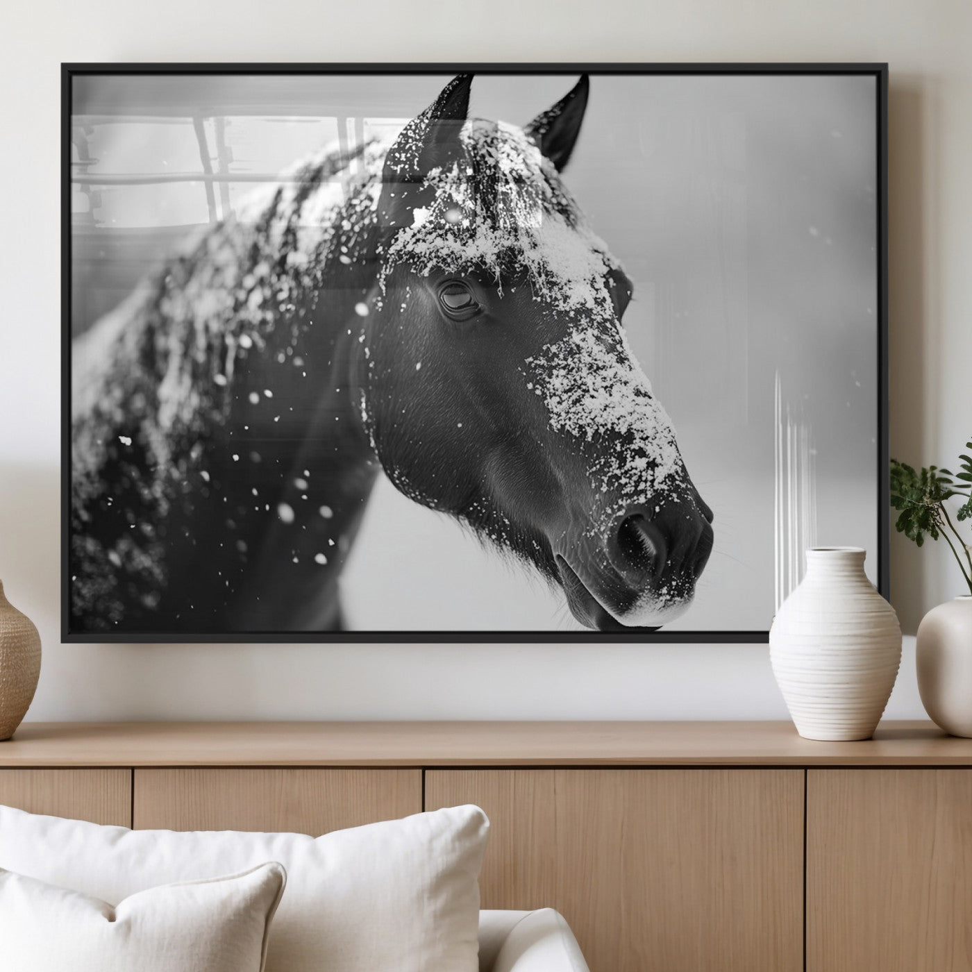 MGV-FP-60X30-3P - Horse Canvas Print - Winter Horse Snow Wall Art Canvas Print