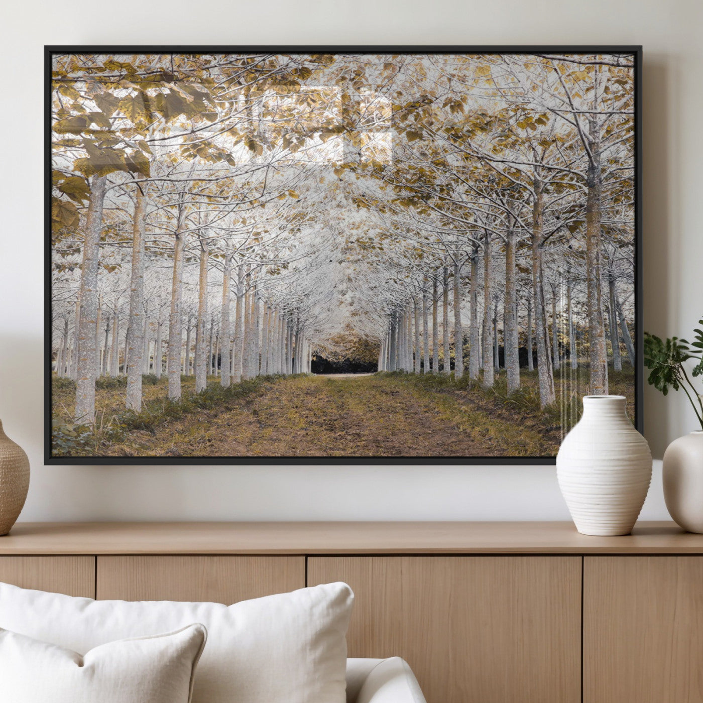 MGV-FP-36X24-3P - Forest Grove Wall Art | Serene Pathway Canvas Print | Ready to Hang and Framed Nature Wall Decor for