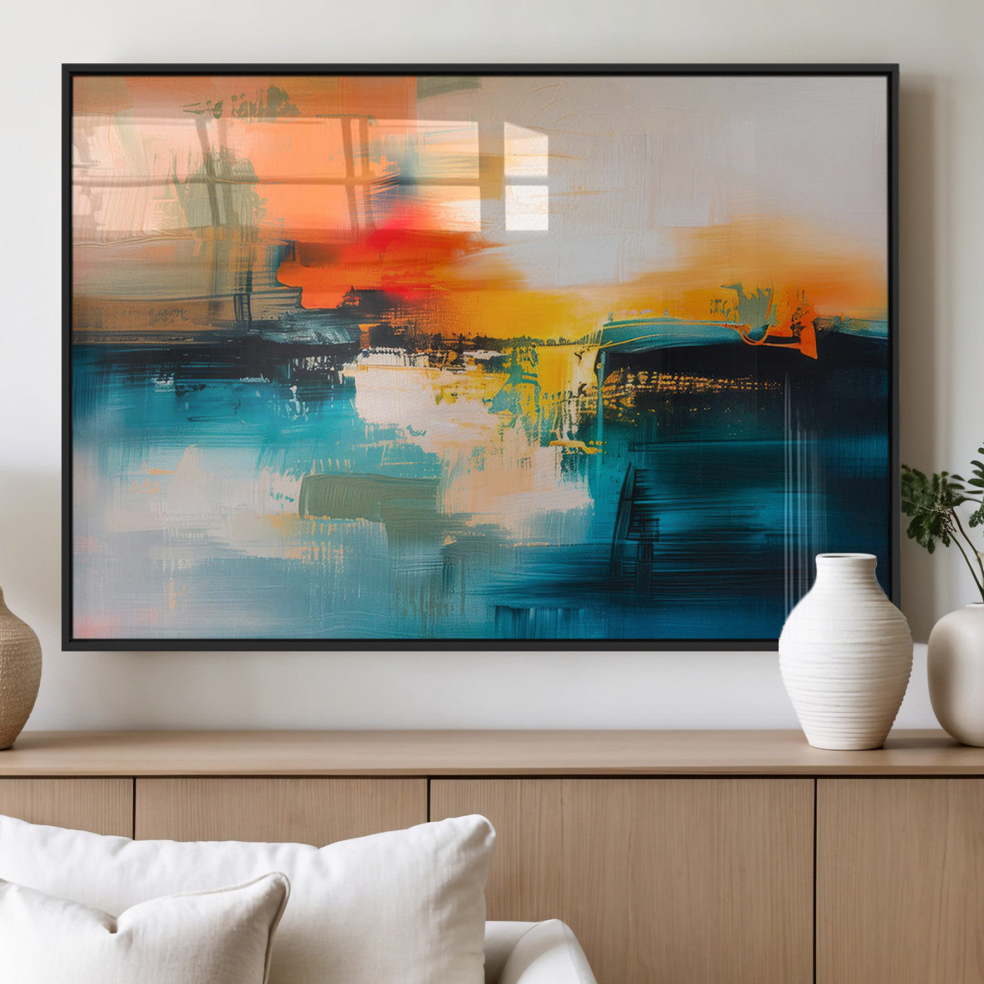 MGV-FP-36X24-3P - Colorful Abstract Wall Art | Bold Modern Canvas Print | Ready to Hang and Framed for Living Room or