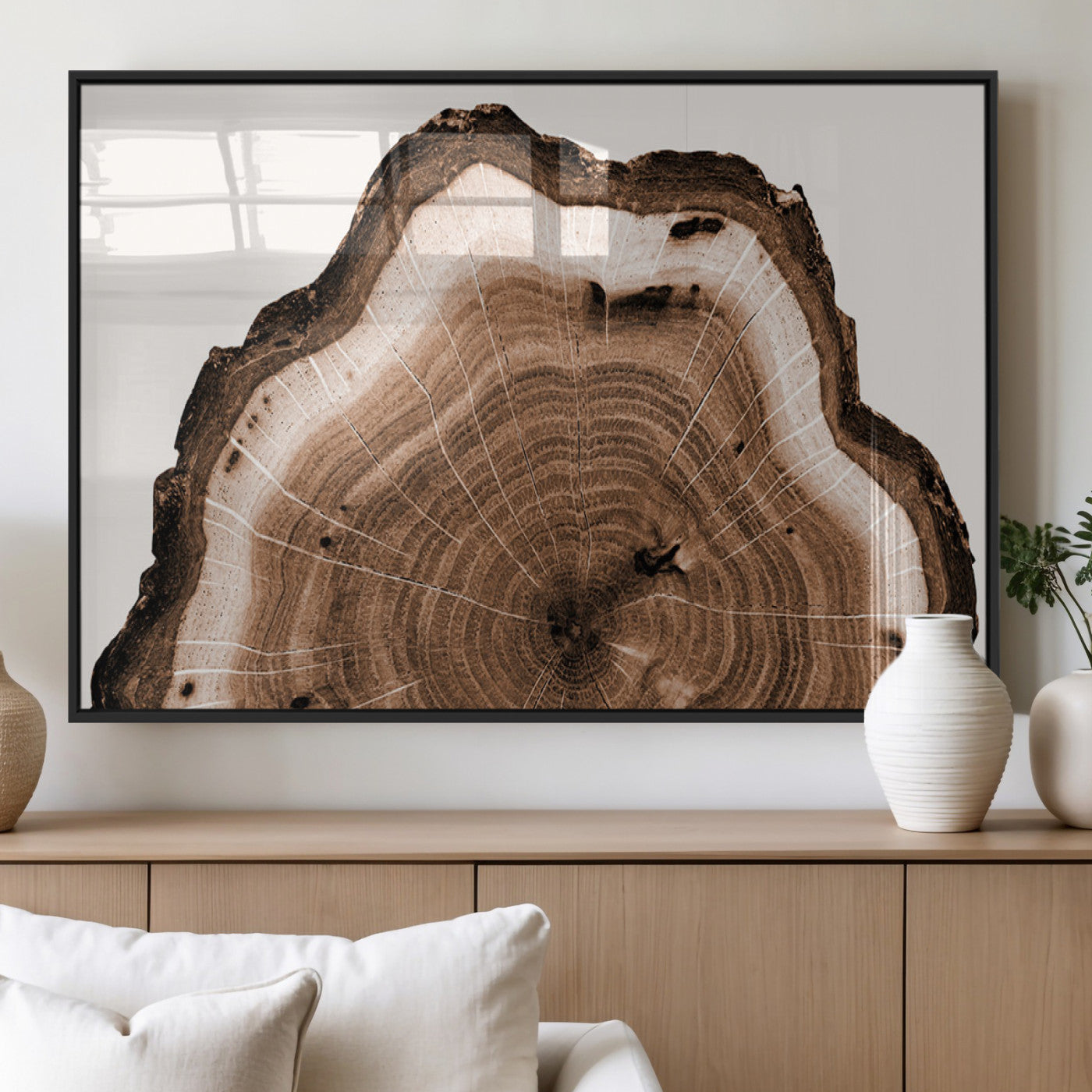 45195-MGV-FP-60X30-3P_Black-Rustic Wood Rings Wall Art | Nature-Inspired Tree Ring Canvas Print | Ready to Hang and Framed for