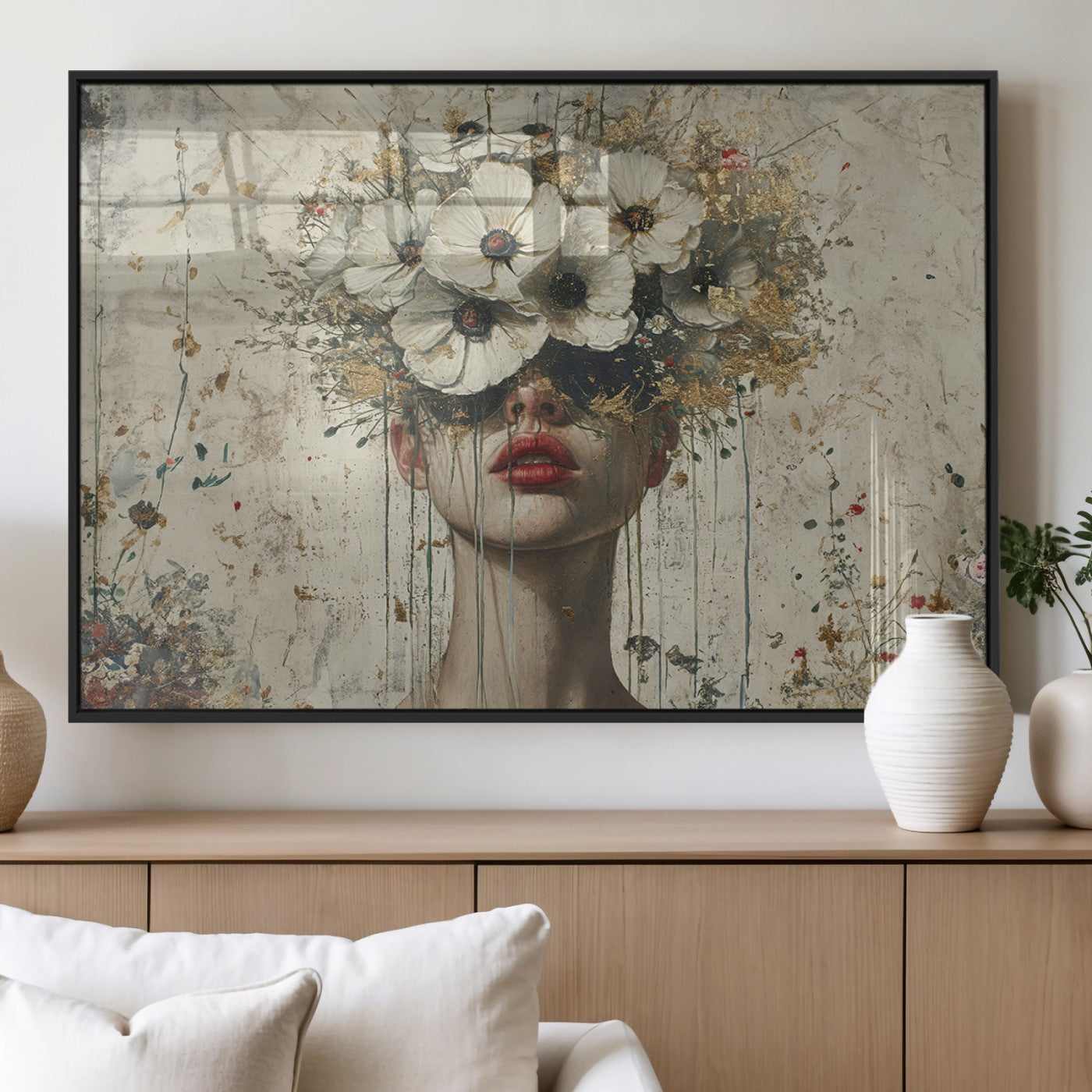 MGV-FP-60X30-3P - Abstract Floral Women Patel Wall Art Canvas Print