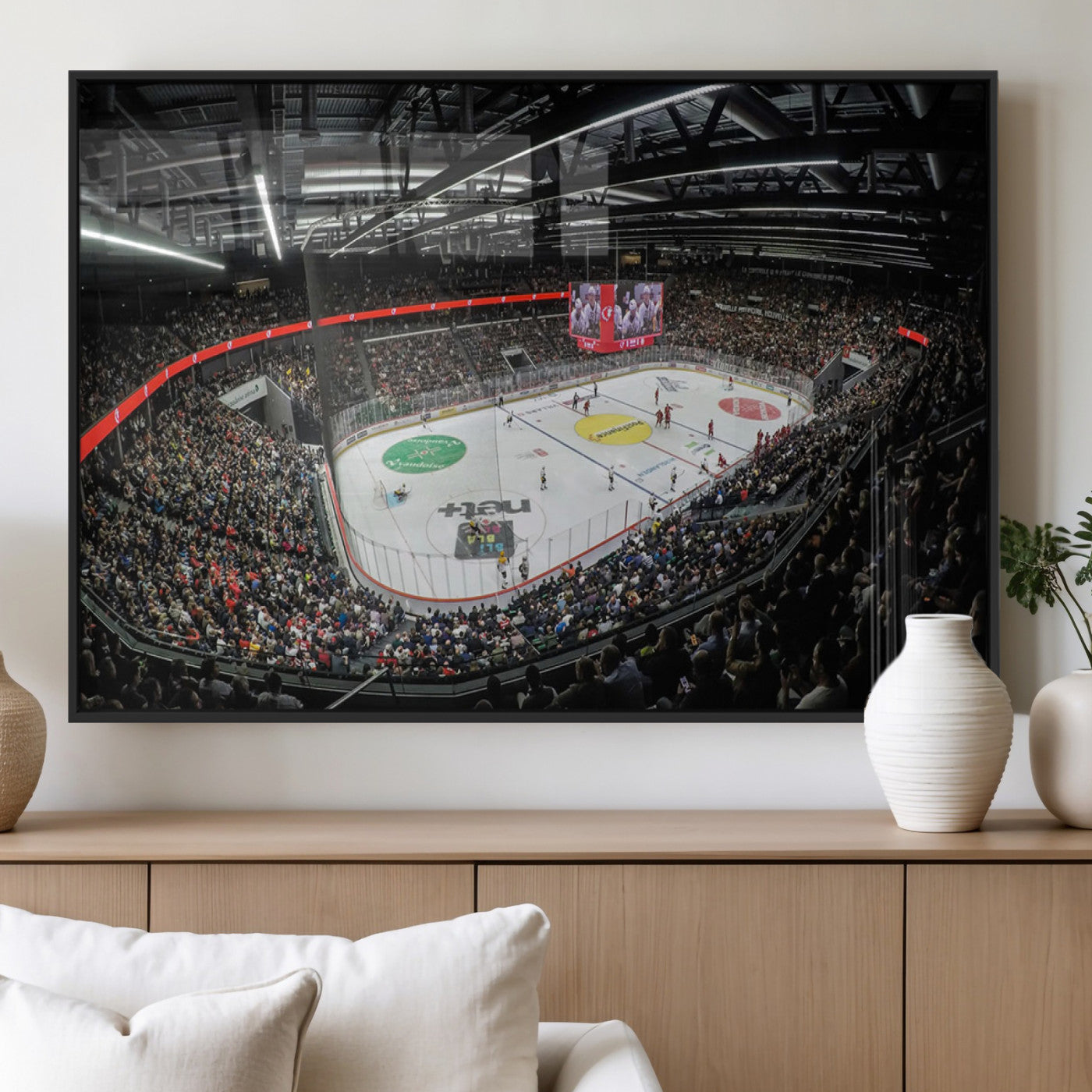 MGV-FP-60X30-3P - Vaudoise Lausanne Ice Hockey Arena Stadium Wall Art Canvas, Vaudoise Lausanne Ice Hockey Canvas