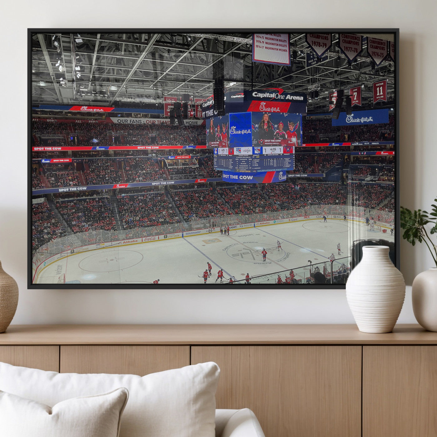 MGV-FP-36X24-3P - Washington Capitols New York Rangers Ice Hockey Game Stadium Wall Art Canvas Print