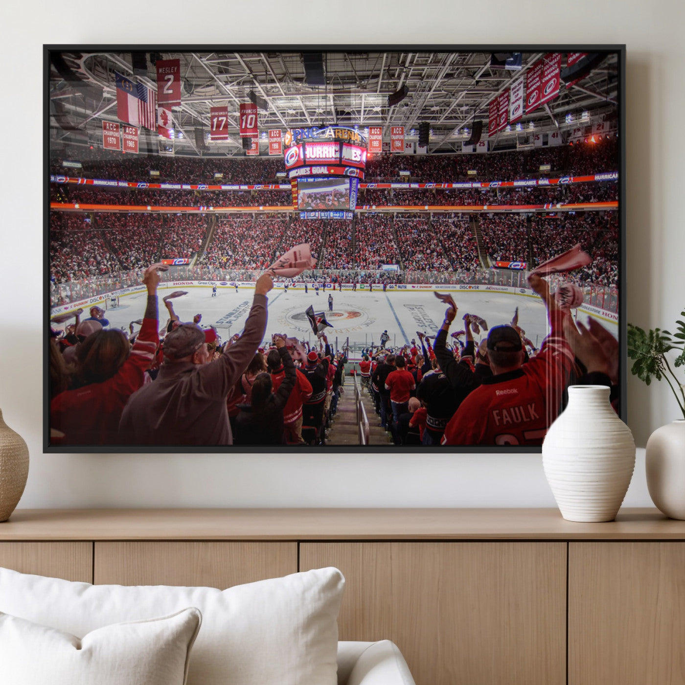 MGV-FP-36X24-3P - Carolina Hurricanes Ice Hockey Stadium Wall Art, Carolina Hurricanes Canvas Print