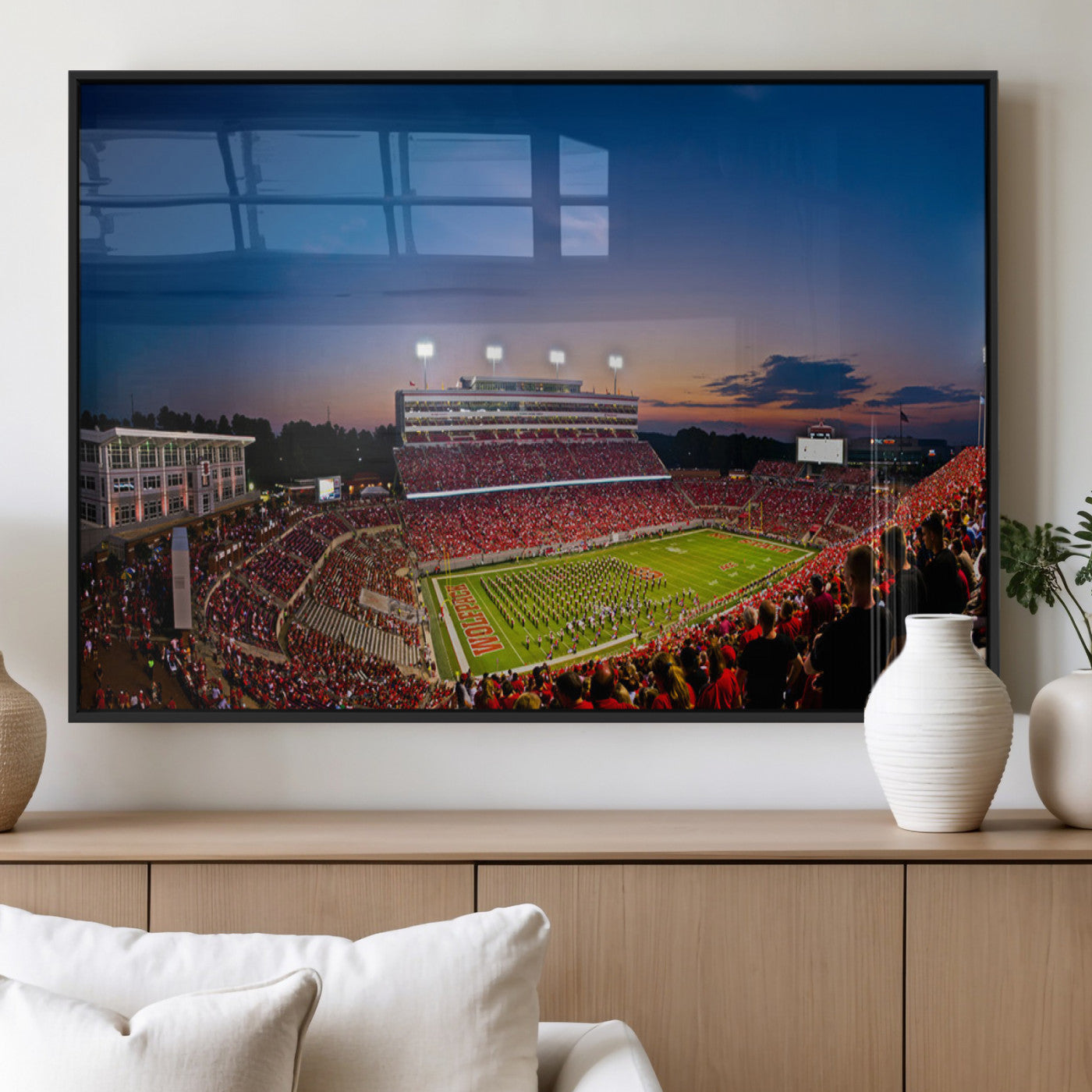 MGV-FP-60X30-3P - NC State Wolfpack Football Team Print - Raleigh Carter-Finley Stadium Wall Art Canvas Print