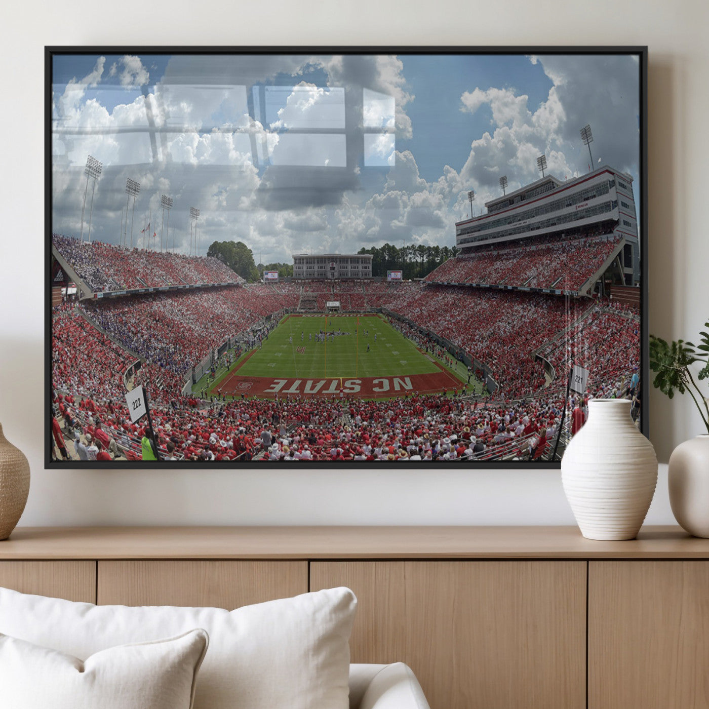 MGV-FP-60X30-3P - NC State Wolfpack Football Team Print Canvas- Raleigh Carter-Finley Stadium Wall Art Canvas Print
