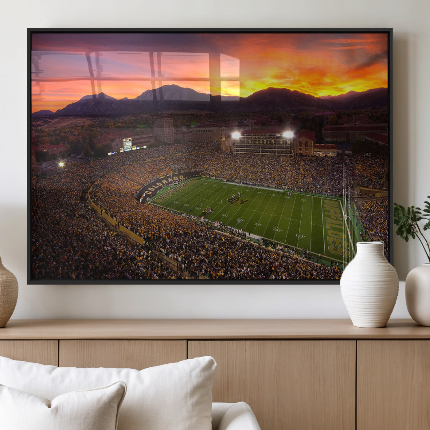 MGV-FP-60X30-3P - Colorado Buffaloes Football Team Print - Boulder Folsom Field Stadium Wall Art Canvas Print