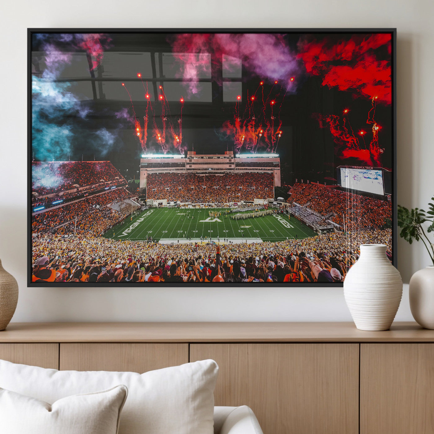 MGV-FP-60X30-3P - Virginia Tech Hokies Football Team Print - Blacksburg Lane Stadium Wall Art Canvas Print