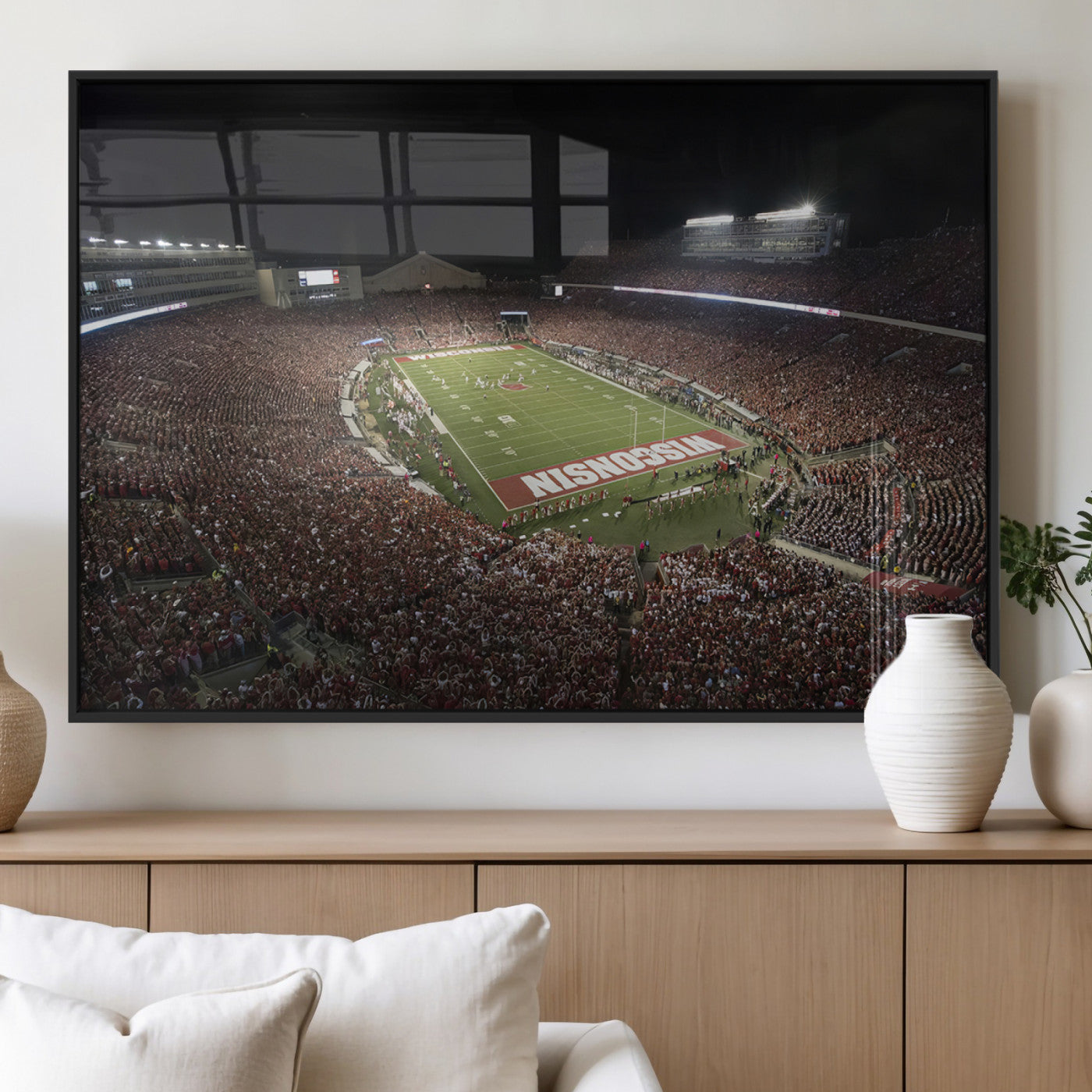 MGV-FP-60X30-3P - Wisconsin Badgers Football Team Print - Madison Camp Randall Stadium Wall Art Canvas Print