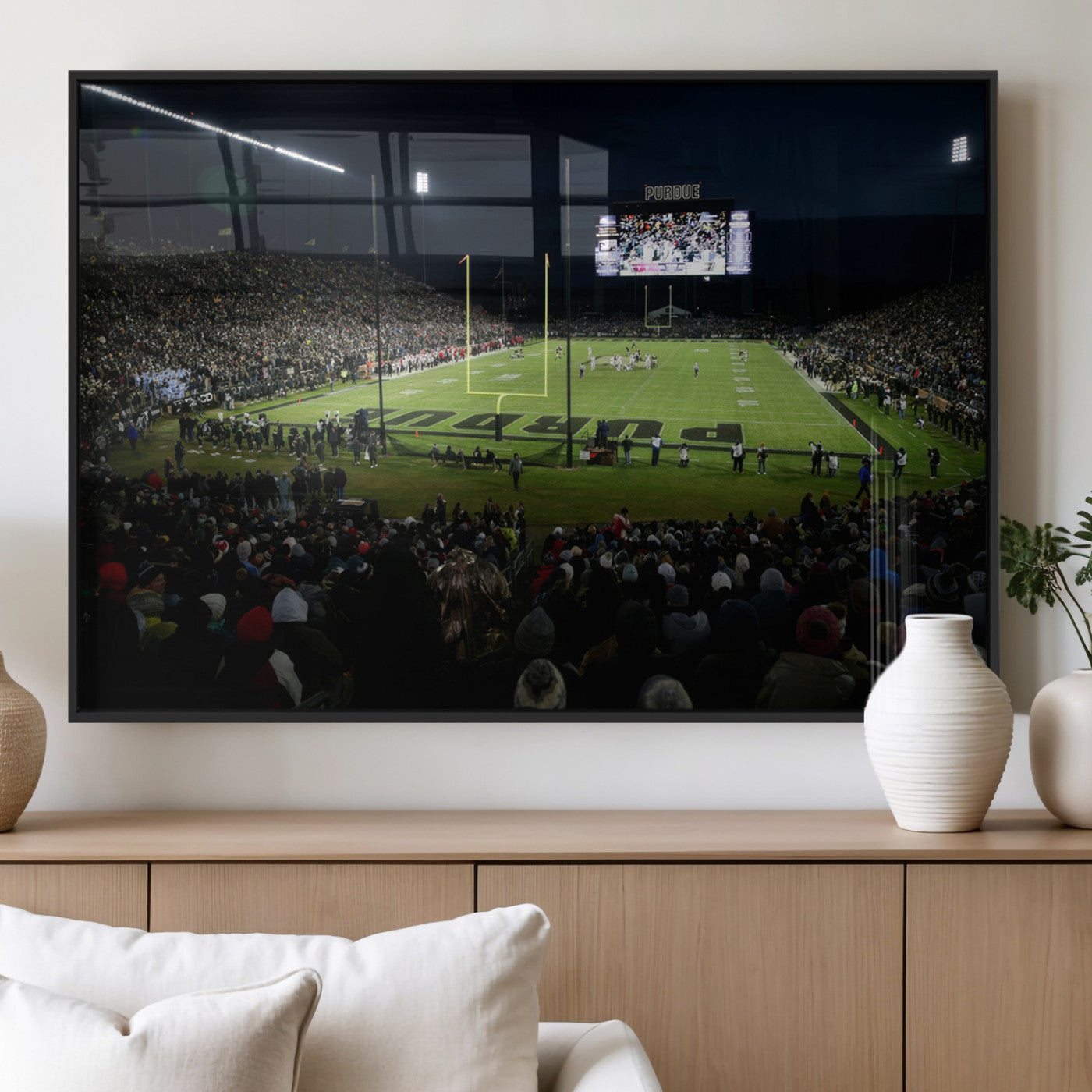 MGV-FP-60X30-3P - Purdue Boilermakers Football Team Print - West Lafayette Ross–Ade Stadium Wall Art Canvas Print