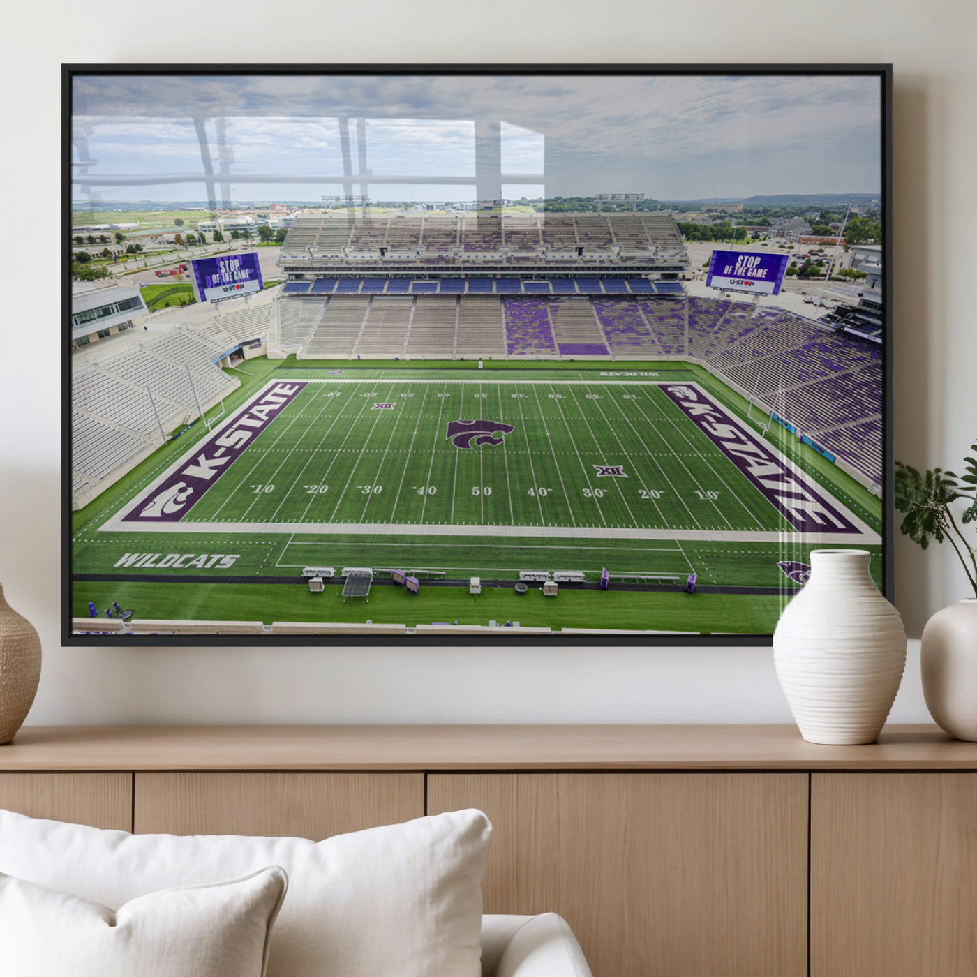 MGV-FP-60X30-3P - KState Wildcats Football Team Print - Manhattan Bill Snyder Family Football Stadium Wall Art Canvas