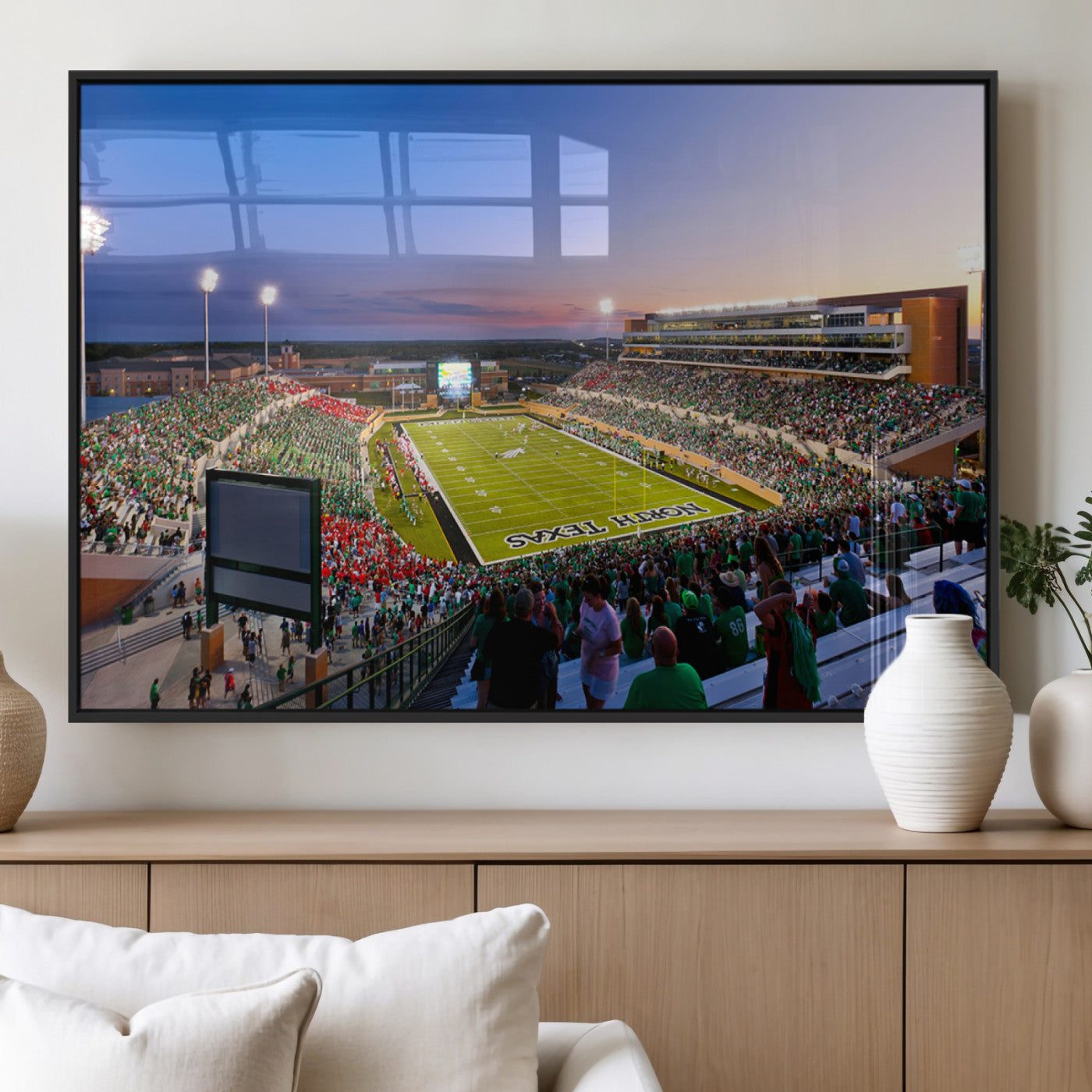 MGV-FP-60X30-3P - University of North Texas Mean Green Football Team Print - Denton DATCU Stadium Canvas Print Wall