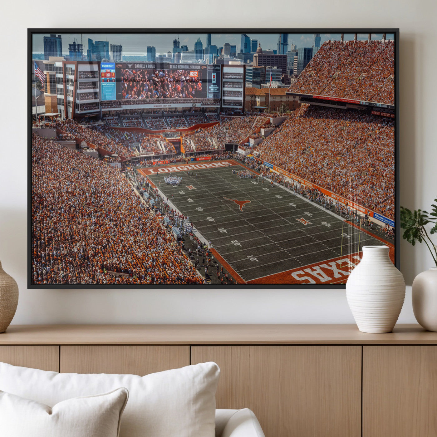 MGV-FP-60X30-3P - University of Texas Longhorns Football Team Print - Austin Darrell K Royal-Texas Memorial Stadium