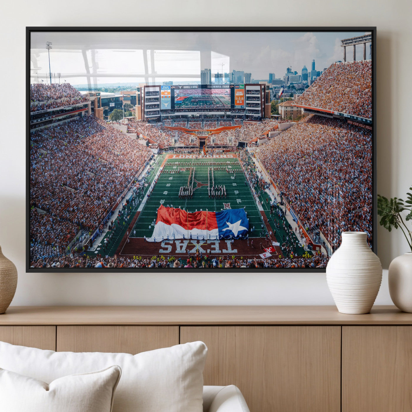 MGV-FP-60X30-3P - University of Texas Longhorns Football Team Canvas Print - Austin Darrell K Royal-Texas Memorial