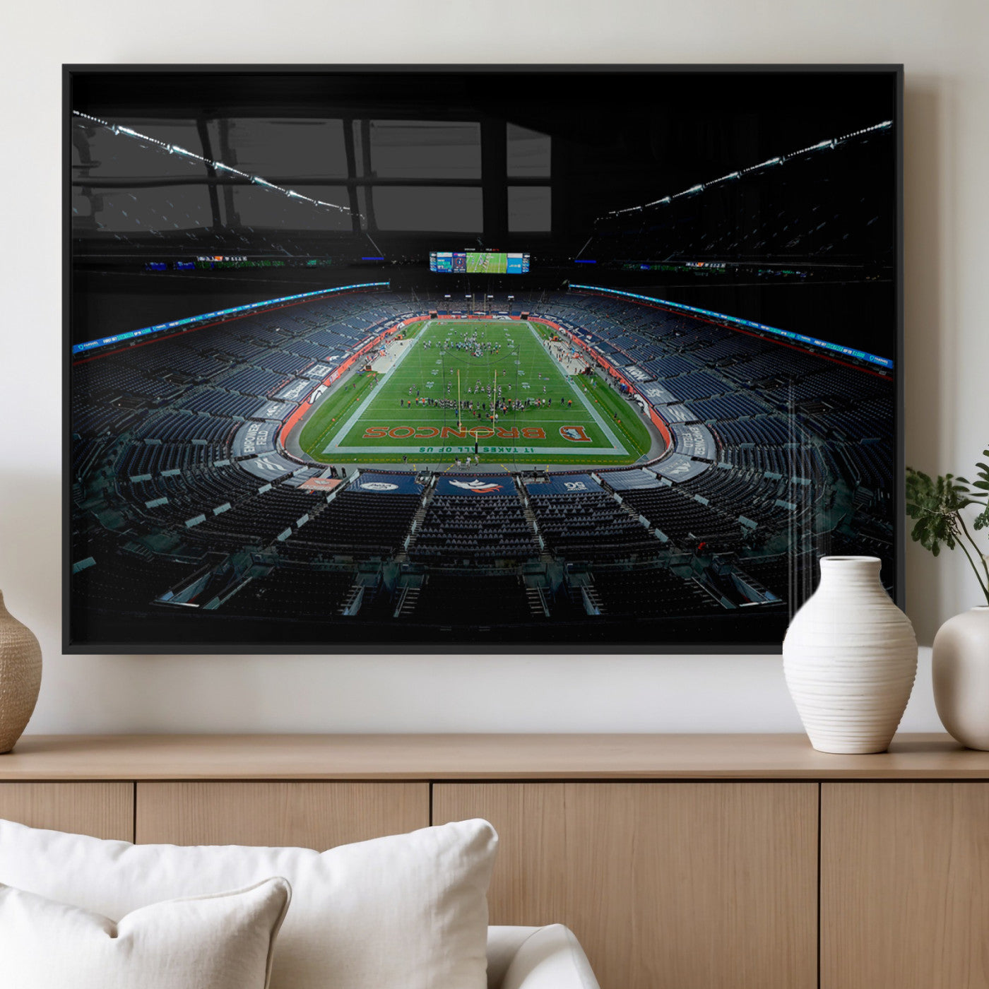 MGV-FP-60X30-3P - Denver Broncos Football Team Print Canvas- Denver Empower Field at Mile High Stadium Wall Art Canvas