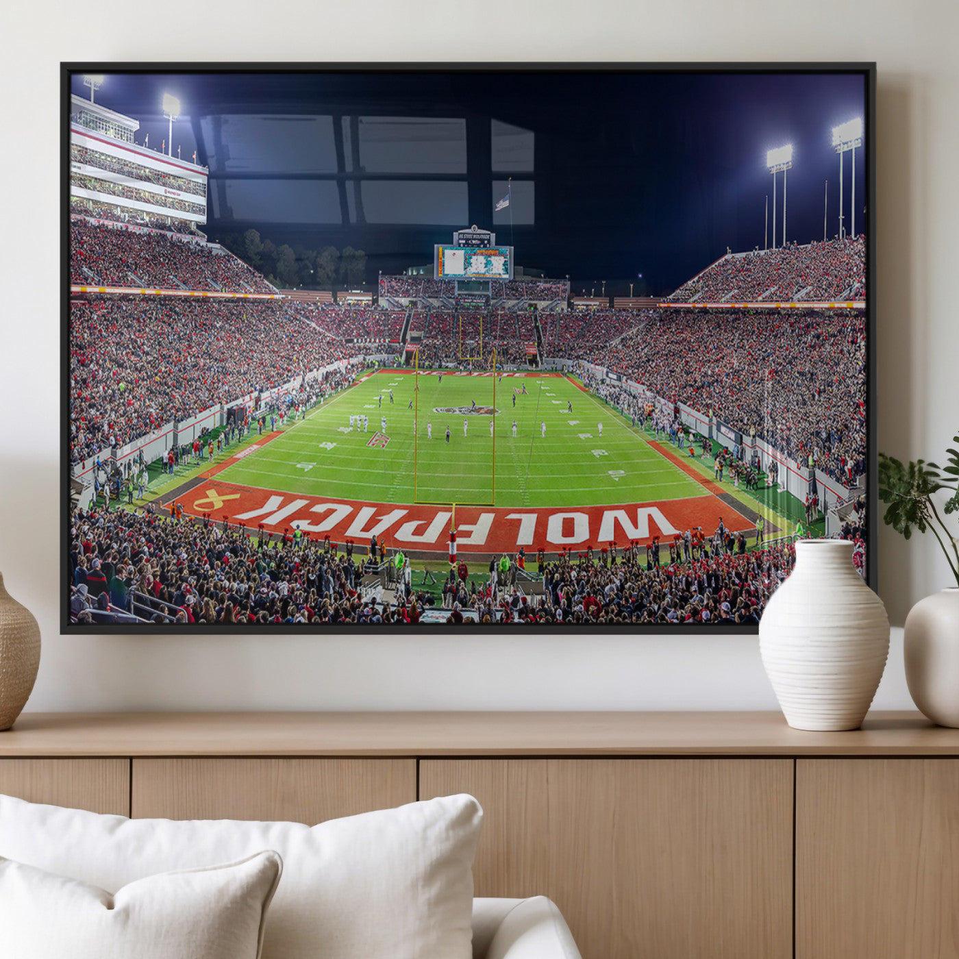 MGV-FP-60X30-3P - Wolfpack Football Team Print - Raleigh Carter-Finley Stadium Wall Art Canvas Print