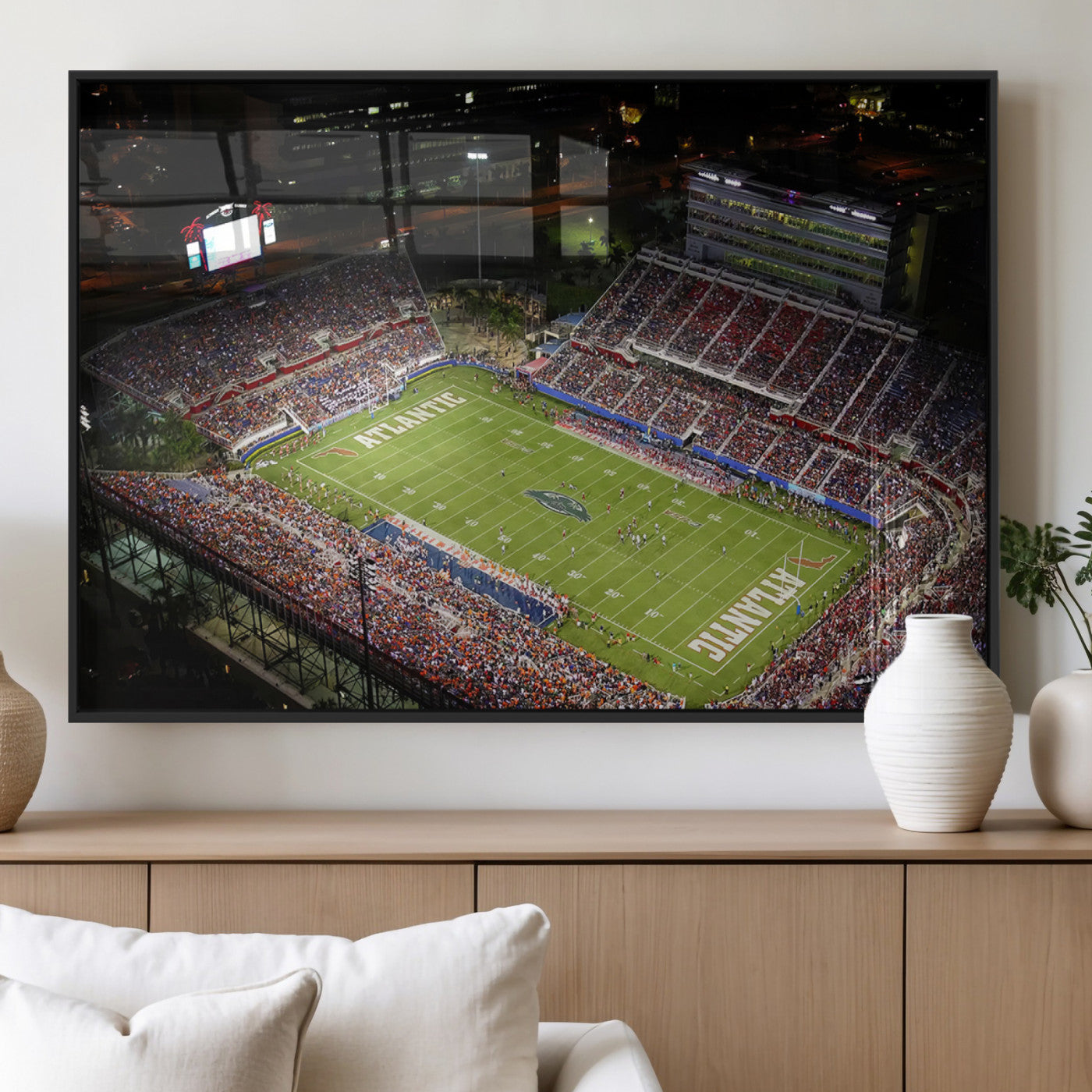 MGV-FP-60X30-3P - Florida Atlantic University Owls Canvas Print, Football Team Print - Boca Raton FAU Stadium Wall Art