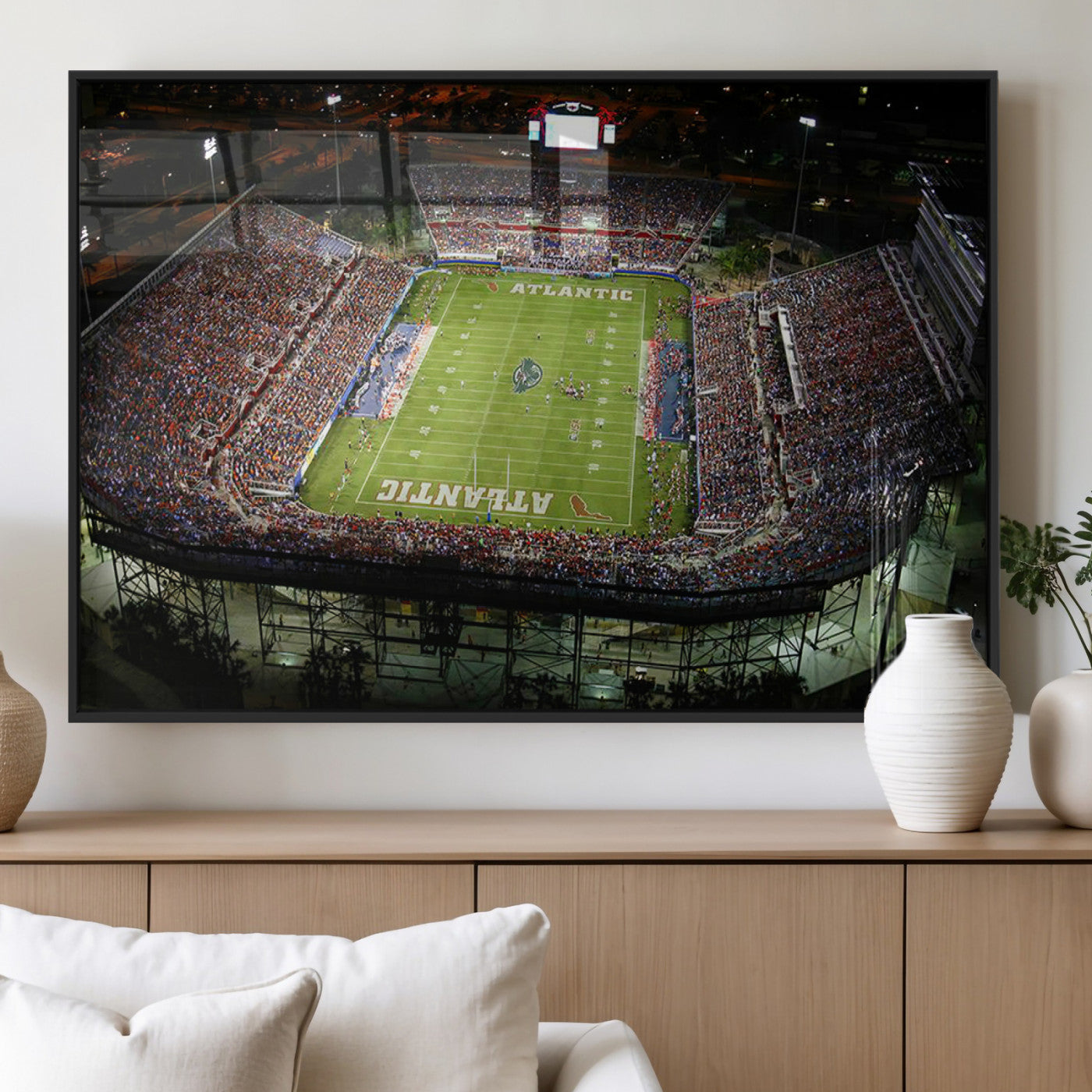 MGV-FP-60X30-3P - Florida Atlantic University Owls Football Team Print - Boca Raton FAU Stadium Wall Art Canvas Print