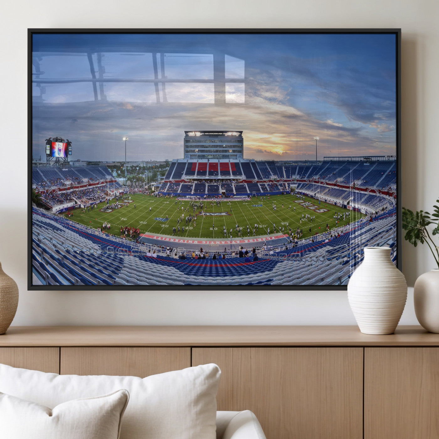 MGV-FP-60X30-3P - Florida Atlantic University Owls Football Team Print - Boca Raton FAU Stadium Wall Art Canvas Print