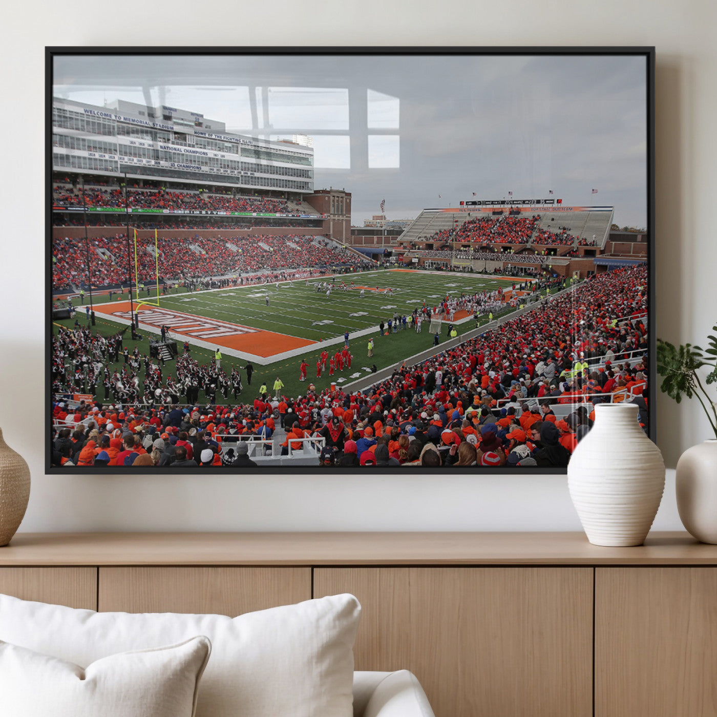 MGV-FP-60X30-3P - University of Illinois Fighting Illini Football Team Print - Champaign Illinois Memorial Stadium