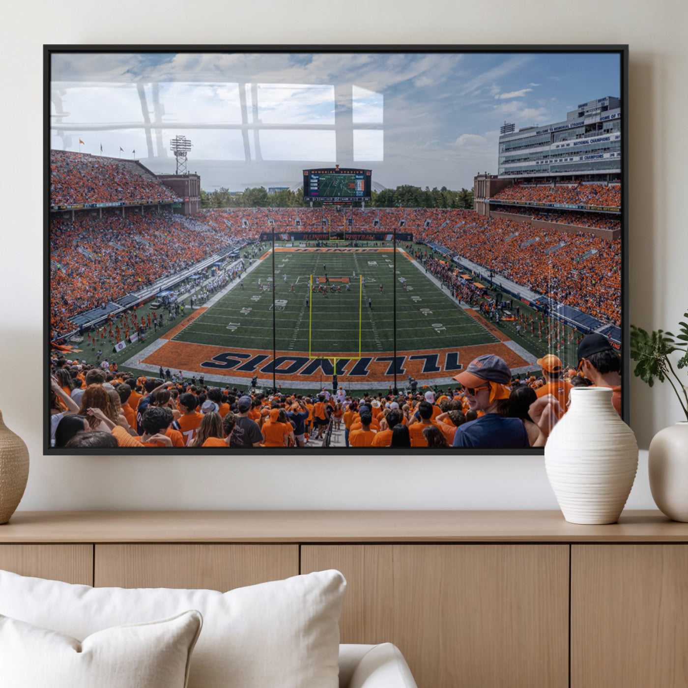 MGV-FP-60X30-3P - University of Illinois Fighting Illini Football Team Print Canvas - Champaign Illinois Memorial
