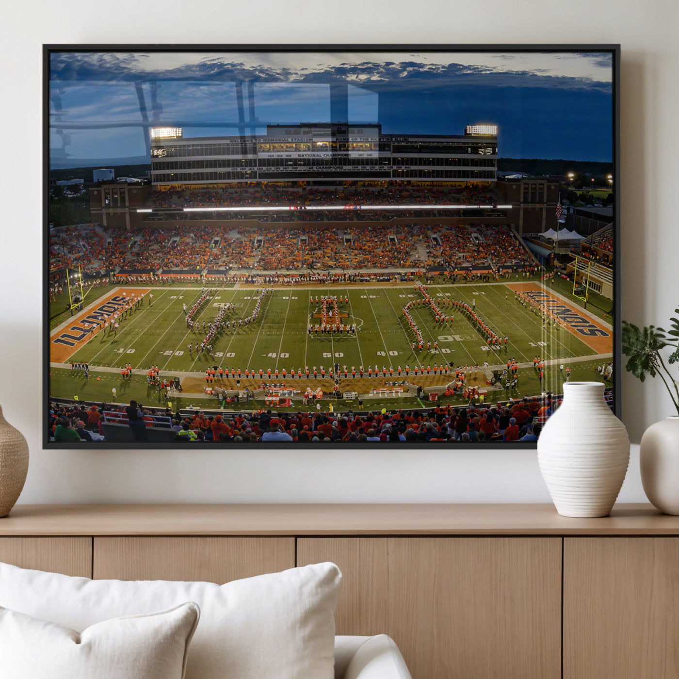 MGV-FP-60X30-3P - University of Illinois Fighting Illini Football Team Print - Champaign Illinois Memorial Stadium
