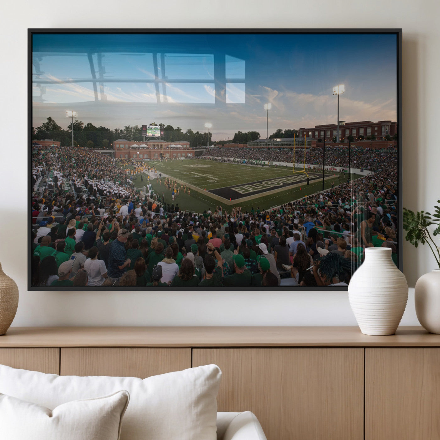 MGV-FP-60X30-3P - University of Charlotte 49ers Football Team Print - Charlotte Jerry Richardson Stadium Wall Art