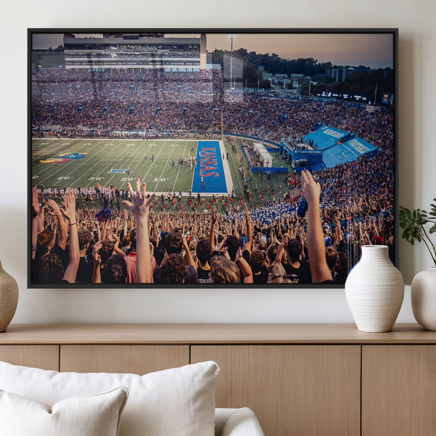 MGV-FP-60X30-3P - University of Kansas Jayhawks Football Team Art Print - Lawrence Kansas Memorial Stadium Wall Art