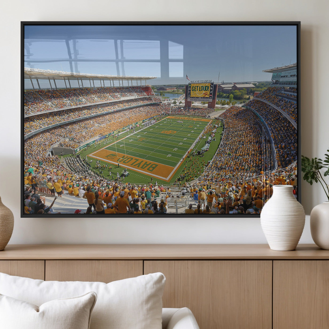 MGV-FP-60X30-3P - Baylor University Bears Football Team Print - Waco McLane Stadium Wall Art Canvas Print