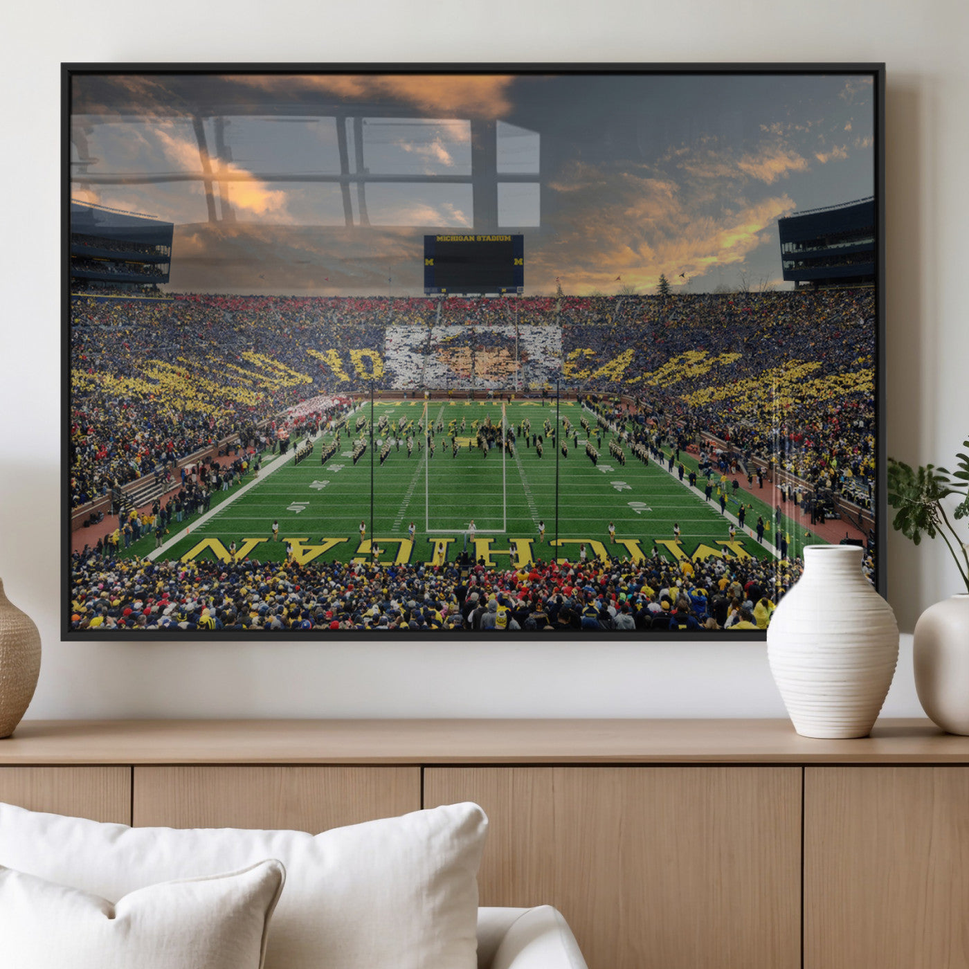 MGV-FP-60X30-3P - University of Michigan Wolverines Print Canvas, Football Team Print - Ann Arbor Michigan Stadium