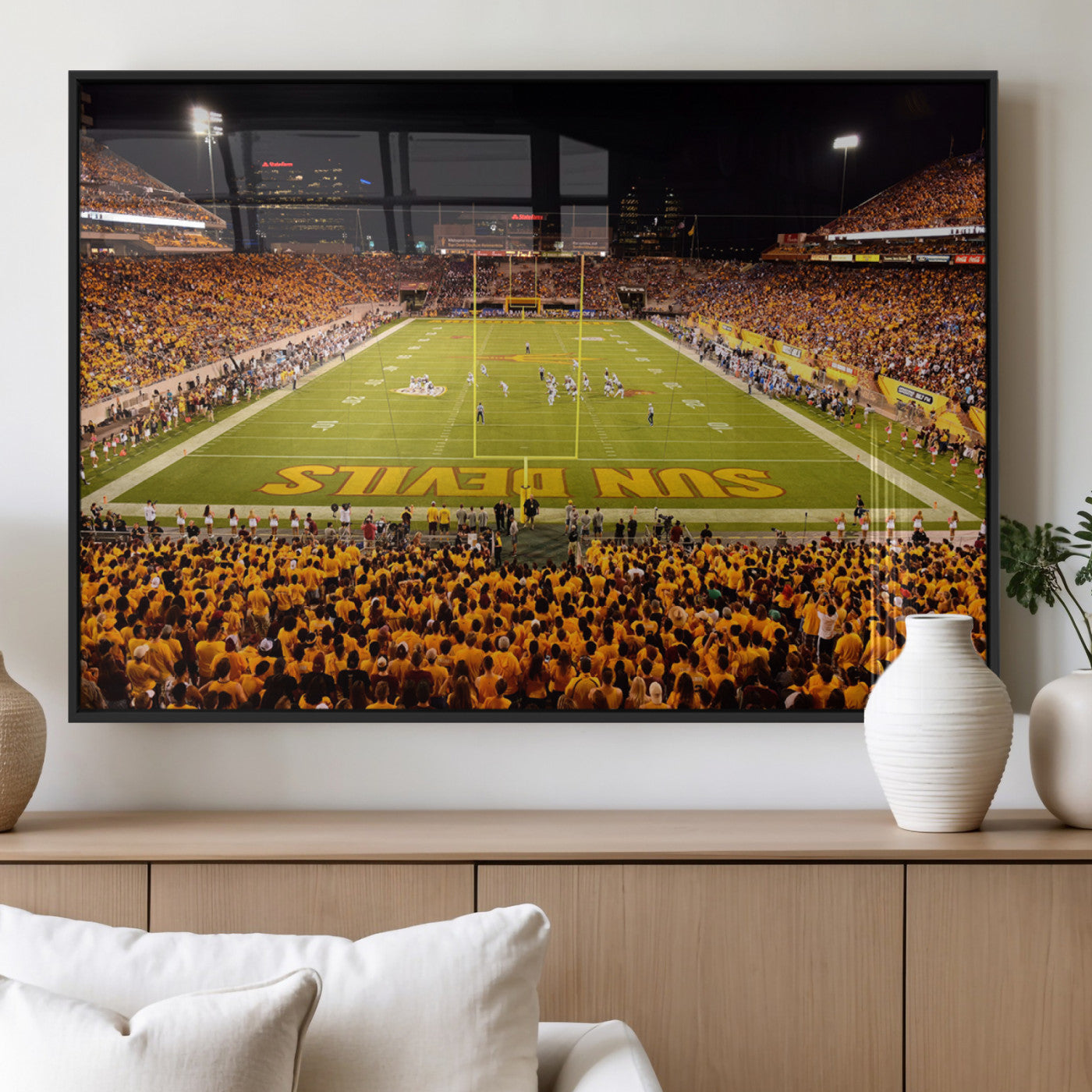 MGV-FP-60X30-3P - ASU Sun Devils Football Team Print - Phoenix Mountain America Stadium Wall Art Canvas Print