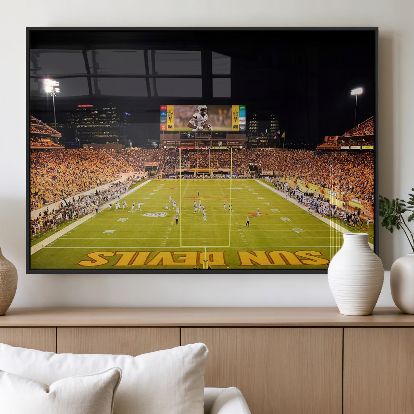 MGV-FP-60X30-3P - ASU Sun Devils Football Team Print - Phoenix Mountain America Stadium Canvas Print
