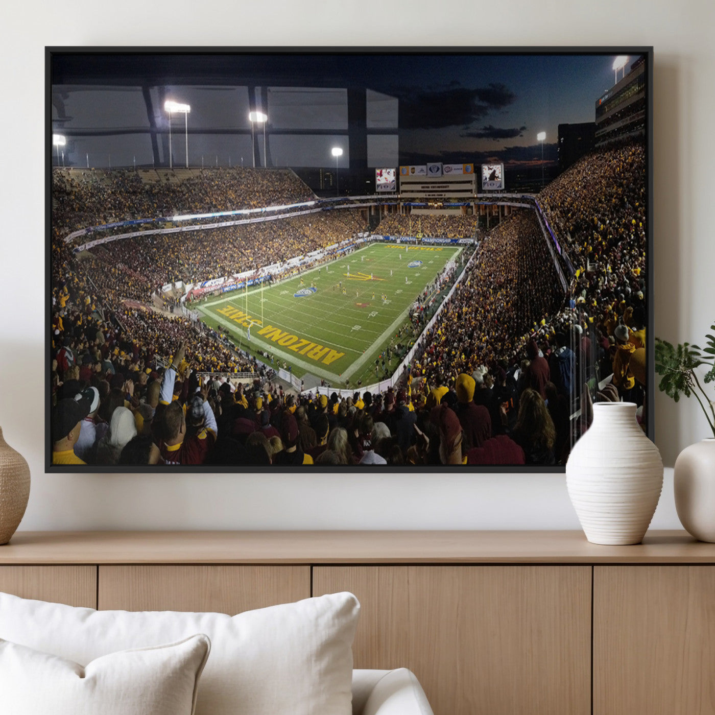 MGV-FP-60X30-3P - ASU Sun Devils Football Team Print Canvas - Phoenix Mountain America Stadium Wall Art Canvas Print