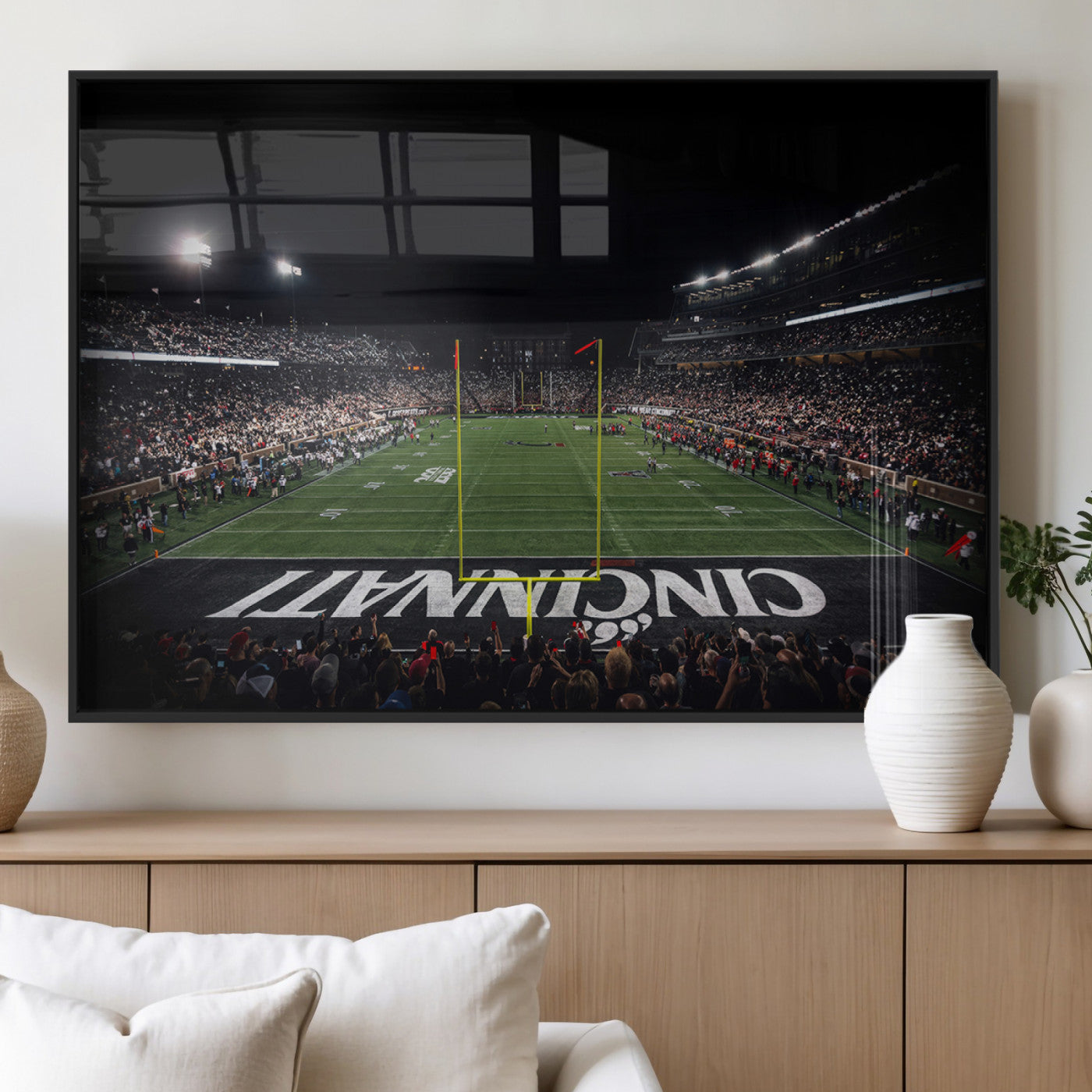 MGV-FP-60X30-3P - Cincinnati Bearcats Football Team Print - Nippert Stadium Wall Art Canvas Print