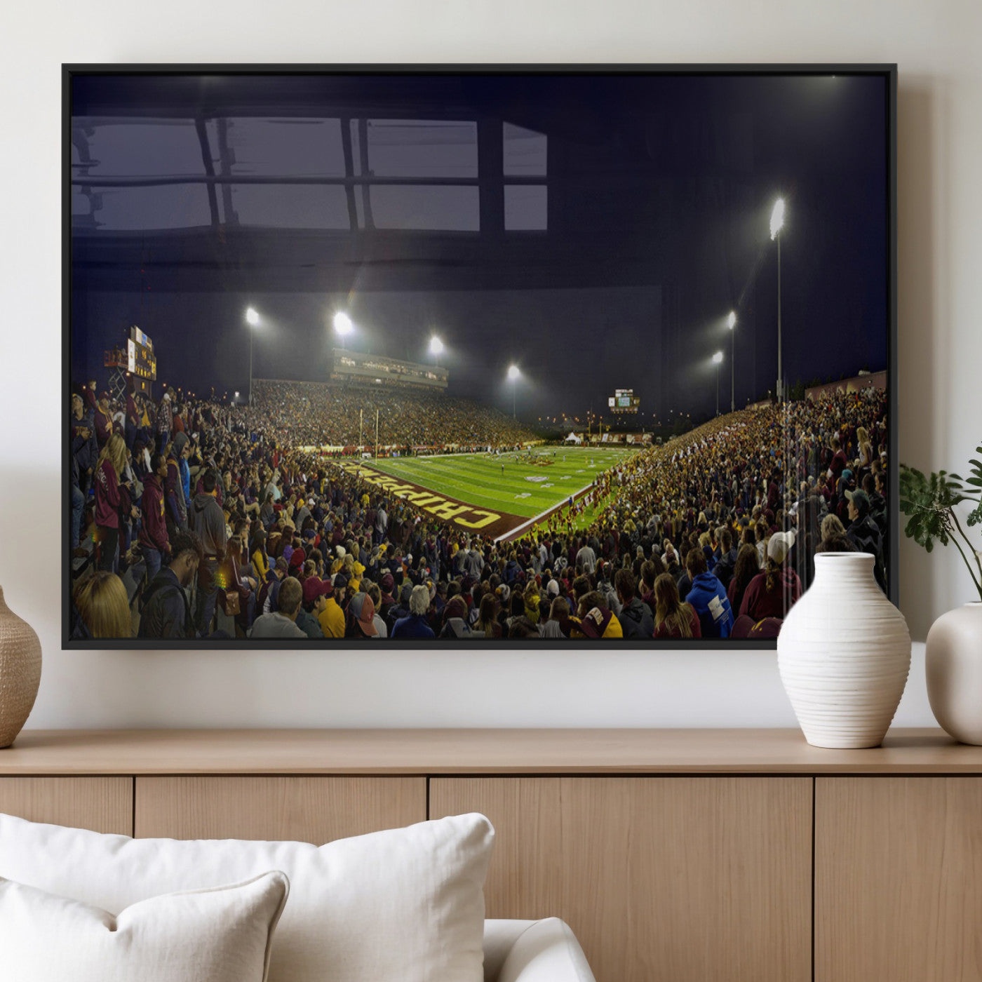 MGV-FP-60X30-3P - Central Michigan University Chippewas Canvas Wall Art, Football Team Print - Mount Pleasant