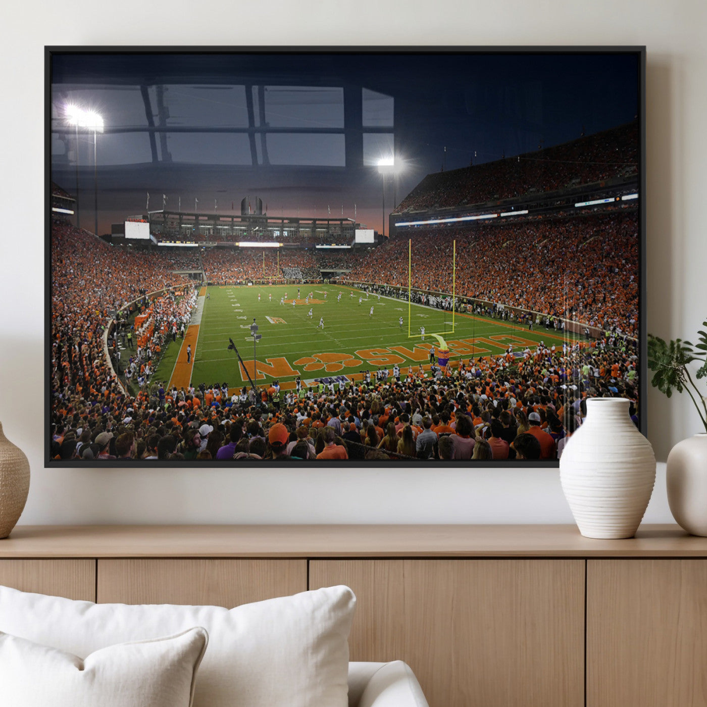 MGV-FP-60X30-3P - Clemson University Tigers Art Print, Football Team Print - Clemson Memorial Stadium Wall Art Canvas