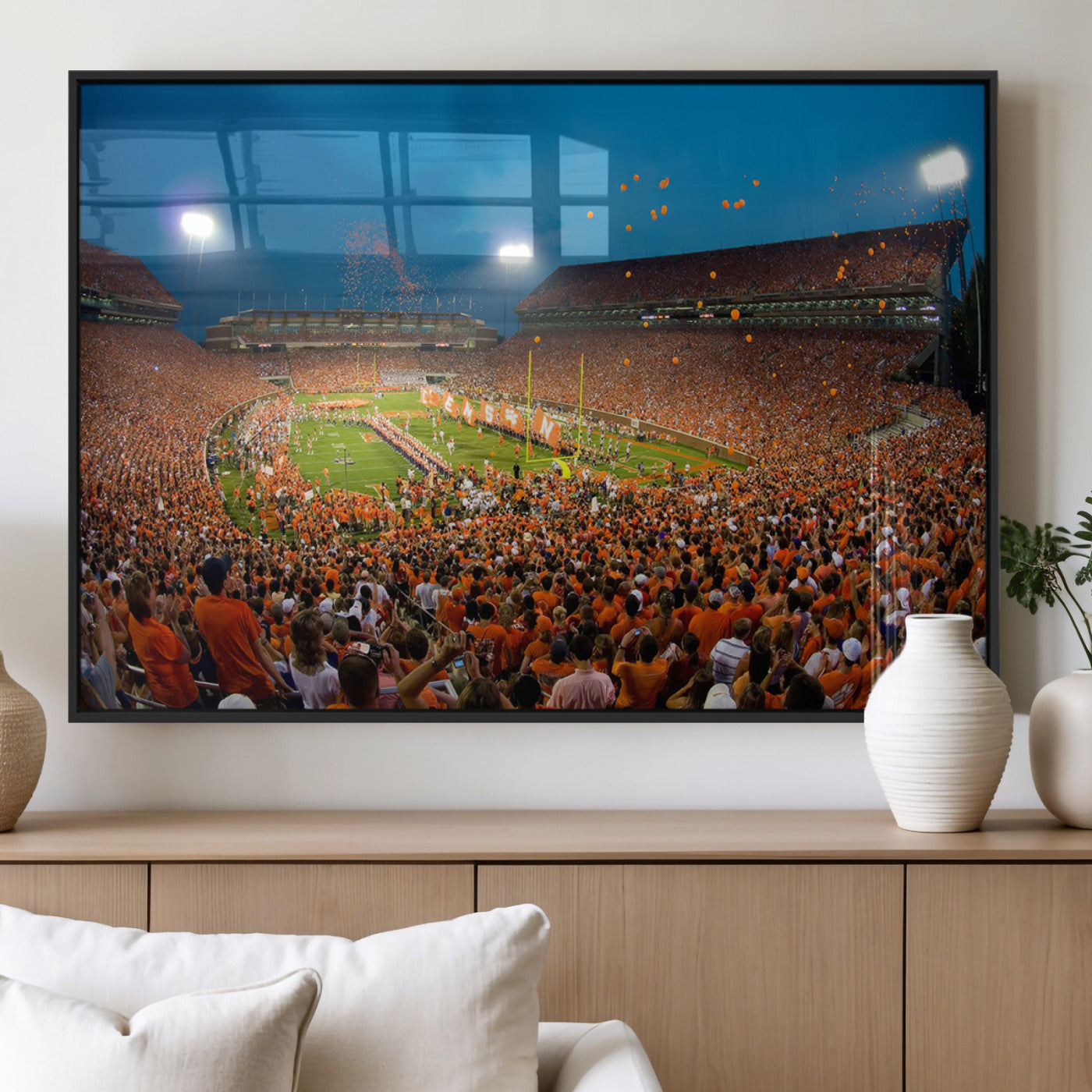 MGV-FP-60X30-3P - Clemson University Tigers Football Team Print - Clemson Memorial Stadium Wall Art Canvas Print