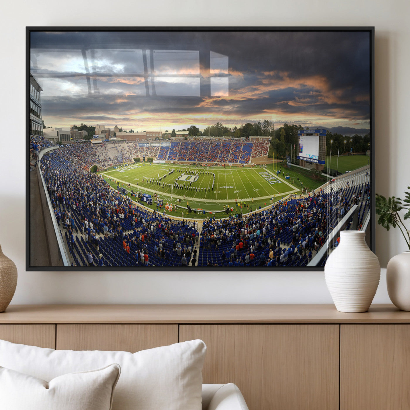 MGV-FP-60X30-3P - Duke University Blue Devils Football Team Print - Durham Wallace Wade Stadium Wall Art Canvas Print