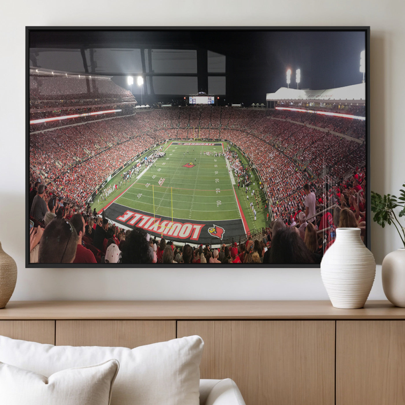 MGV-FP-60X30-3P - University of Louisville Cardinals Football Team Print - Louisville Cardinal Stadium Wall Art Canvas