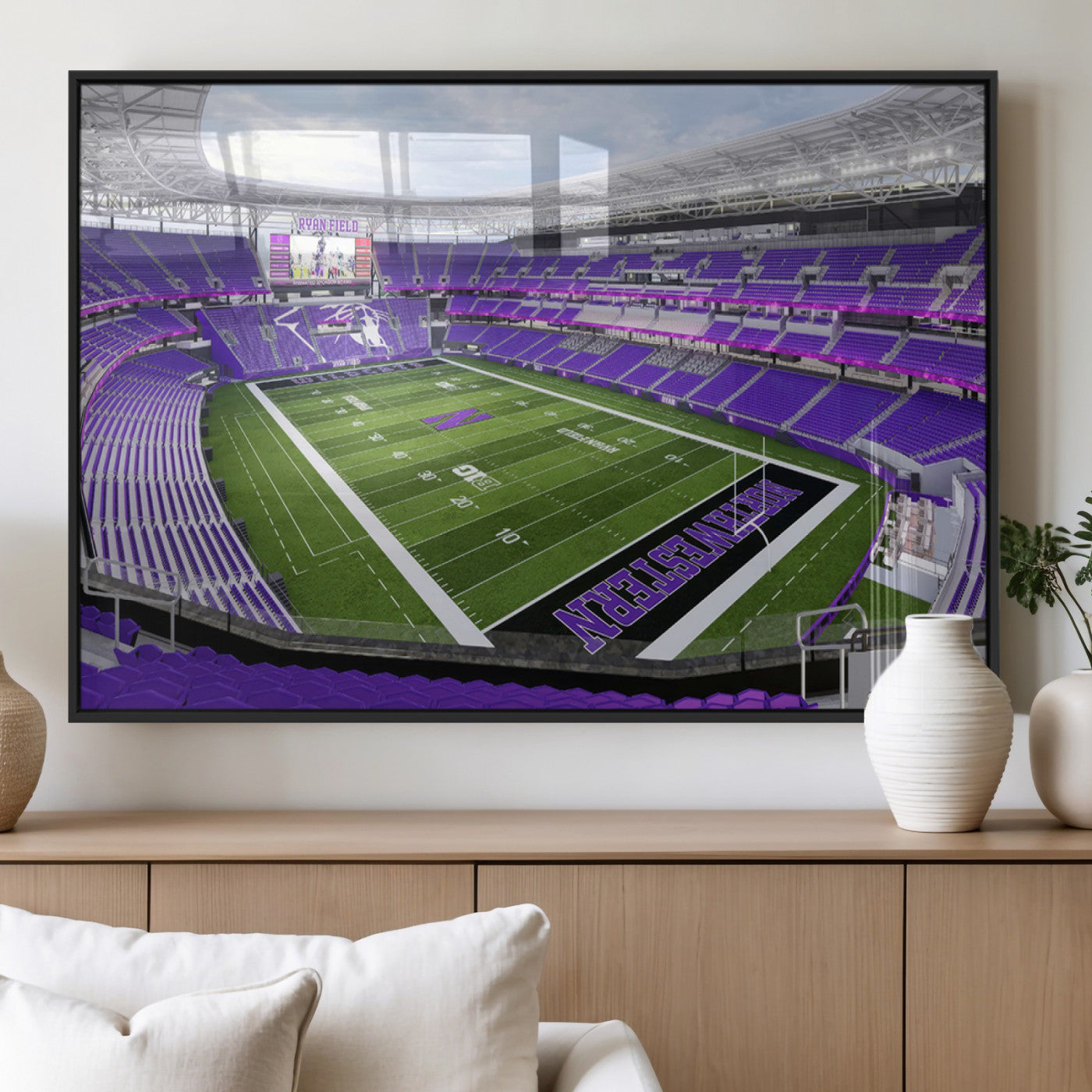 MGV-FP-60X30-3P - Northwestern University Wildcats Football Team Print - Evanston Ryan Field Wall Art Canvas Print