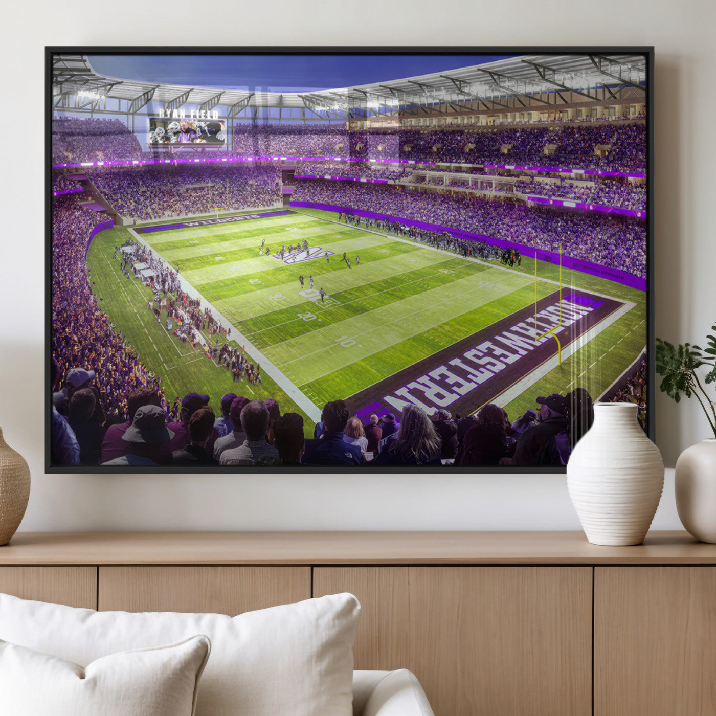 MGV-FP-60X30-3P - Northwestern University Wildcats Football Team Print - Evanston Ryan Field Wall Art Canvas Print