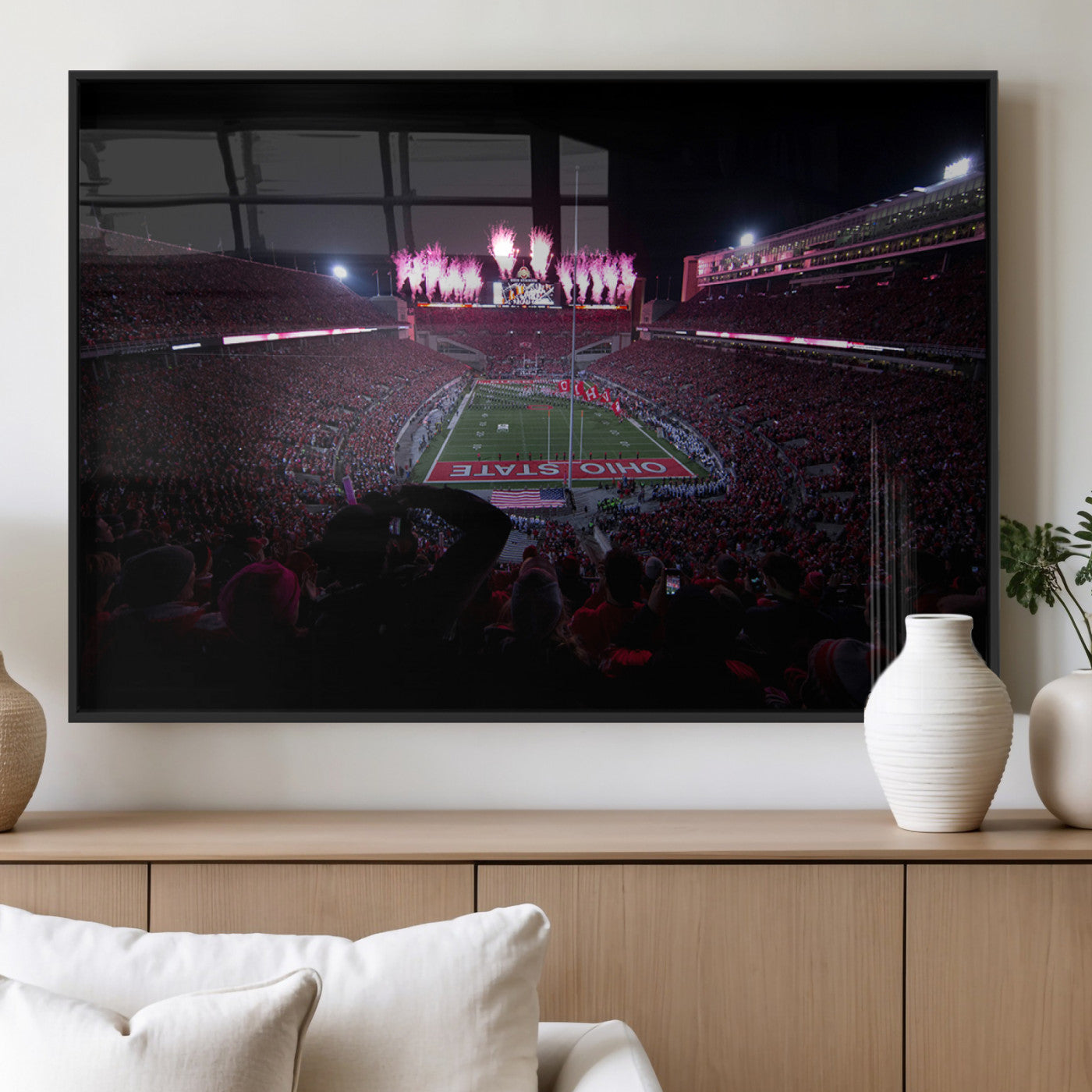 MGV-FP-60X30-3P - Ohio State University Buckeyes Football Team Print - Columbus Ohio Stadium Wall Art Canvas Print