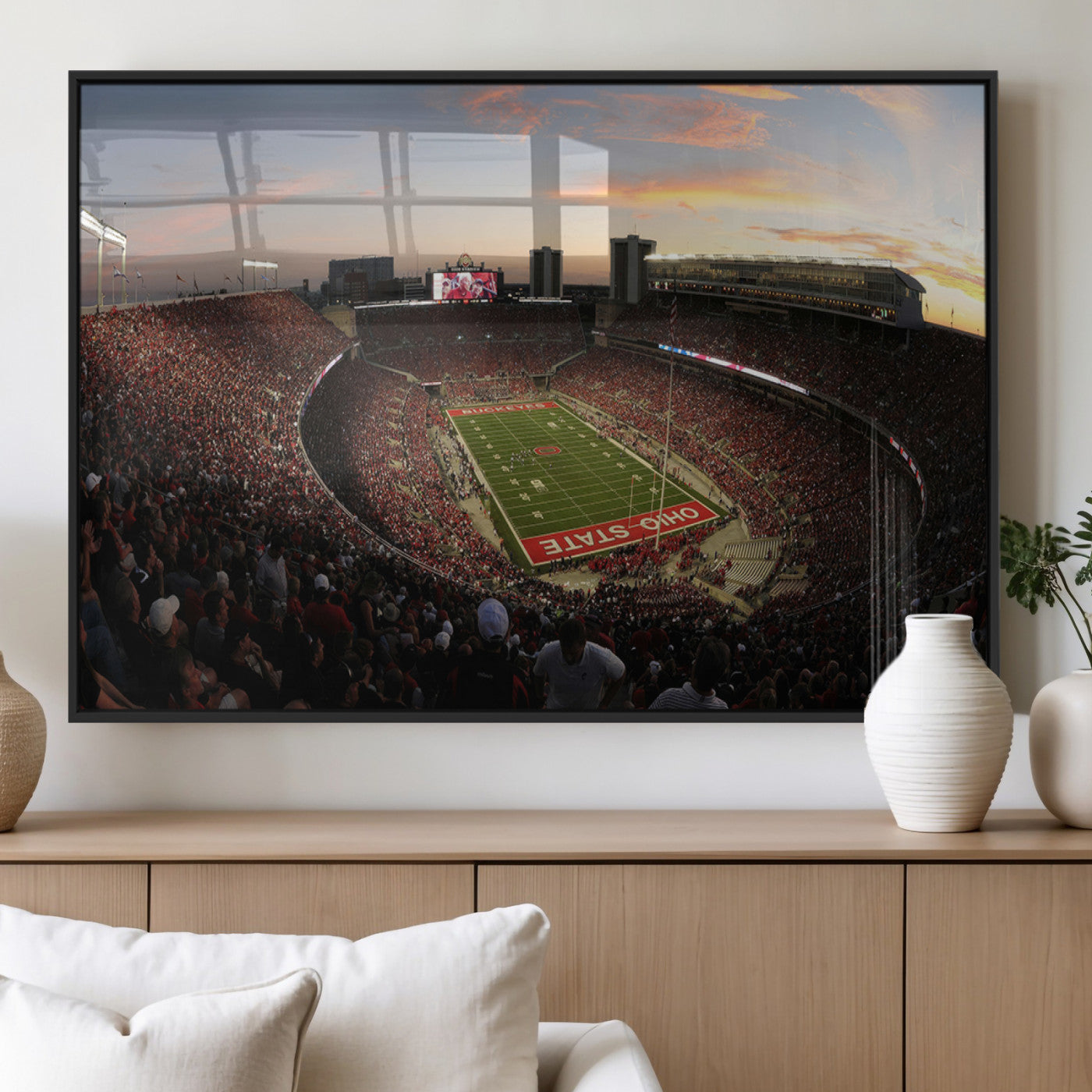 MGV-FP-60X30-3P - Ohio State University Buckeyes Football Team Print - Columbus Ohio Stadium Wall Art Canvas Print