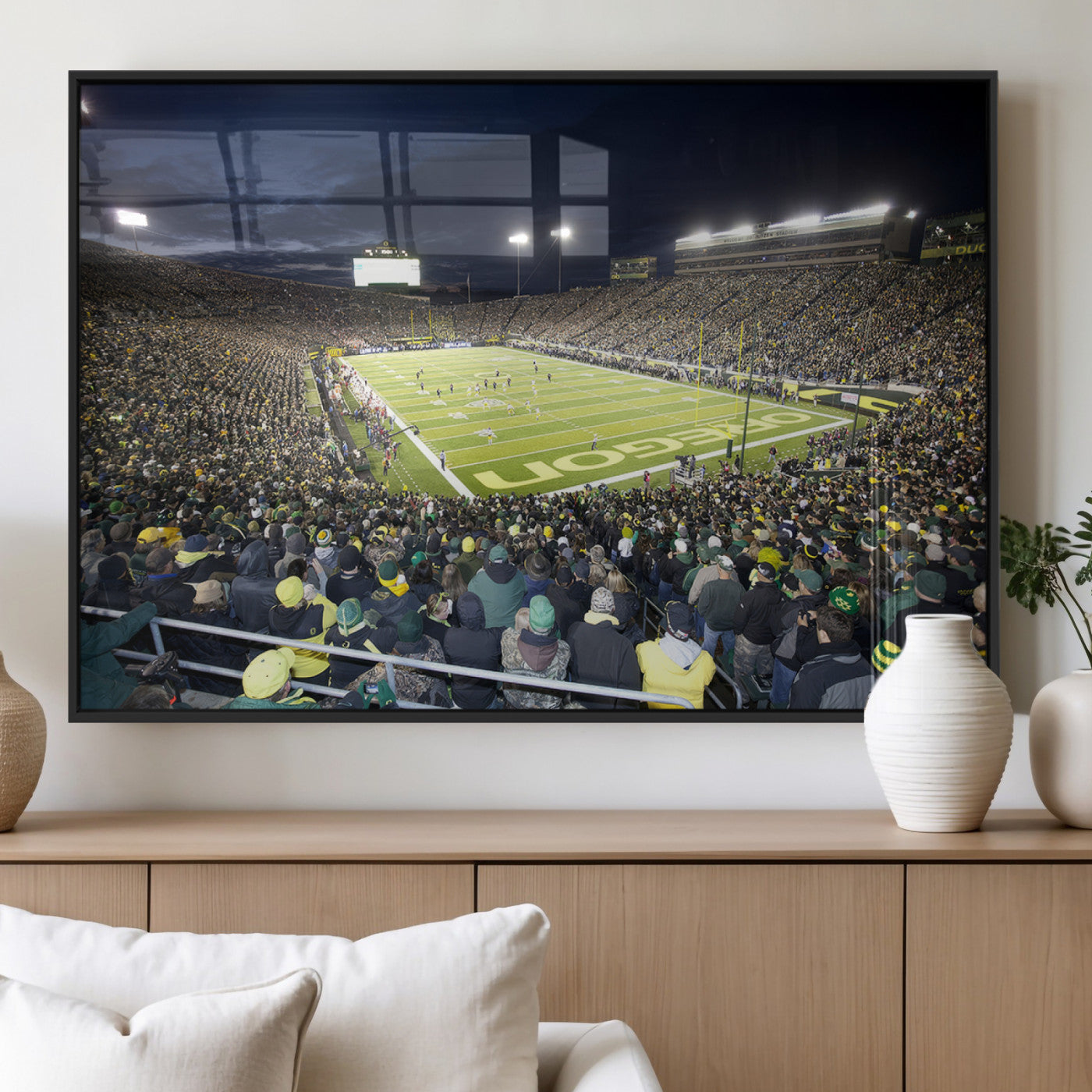 MGV-FP-60X30-3P - University of Oregon Ducks Football Team Print - Eugene Autzen Stadium Wall Art Canvas Print