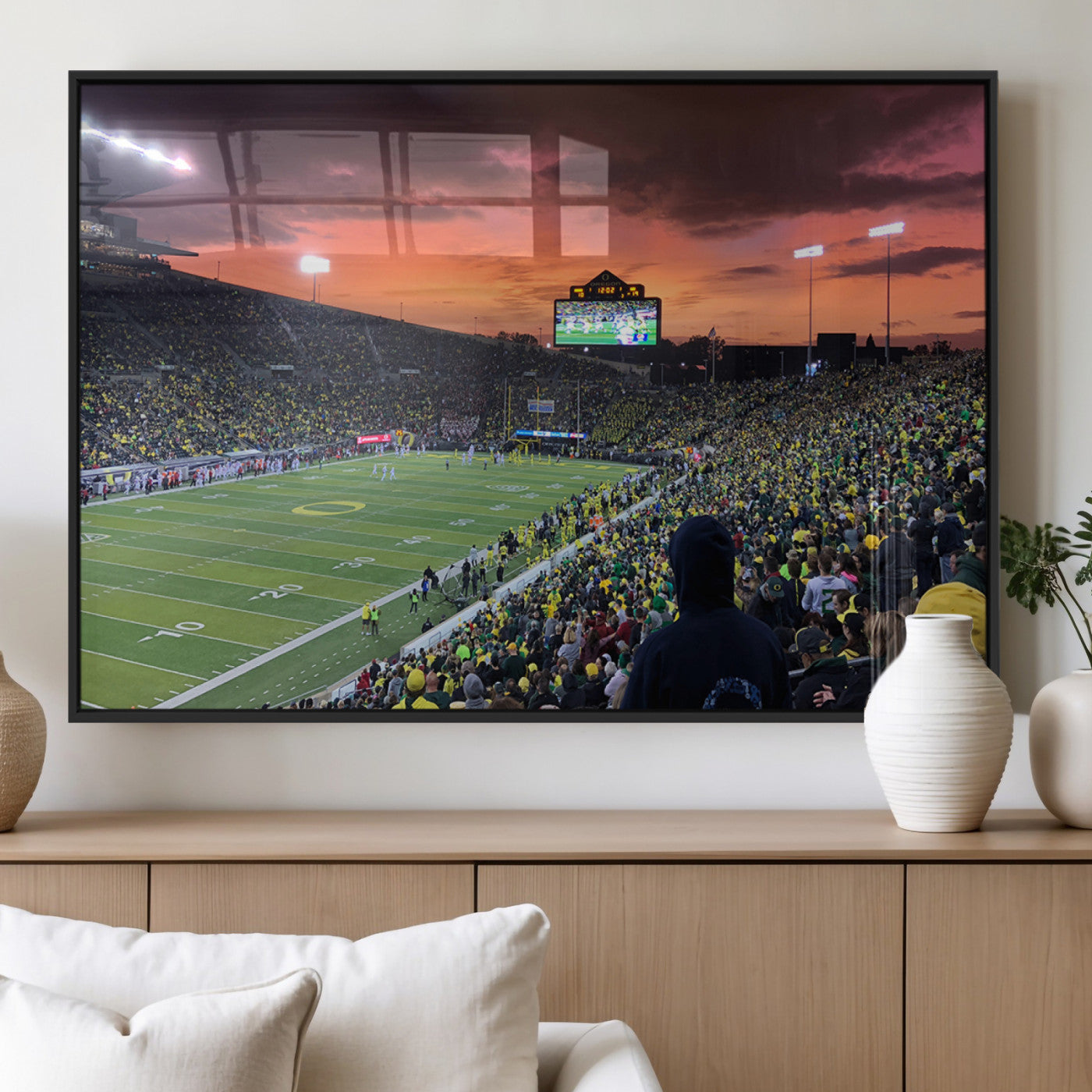 MGV-FP-60X30-3P - Eugene Autzen Stadium Canvas Wall Art Print – Sunset Over Iconic Football Field Wall Decor for Home