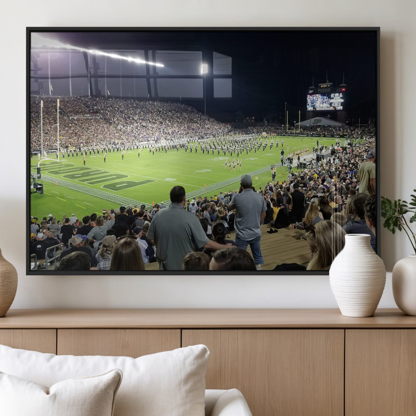 MGV-FP-60X30-3P - Purdue University Boilermakers Football Team Print - West Lafayette Ross-Ade Stadium Wall Art Canvas