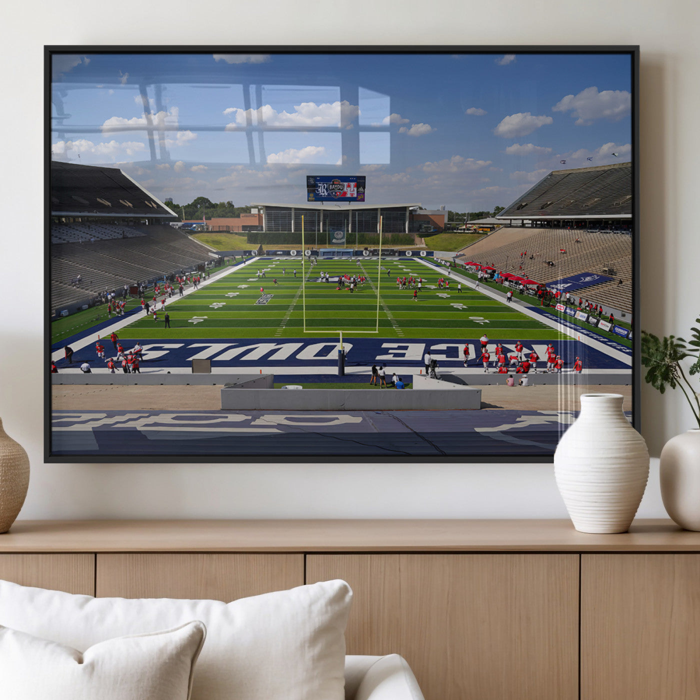 MGV-FP-60X30-3P - Rice University Owls Football Team Print - Houston Rice Stadium Wall Art Canvas Print