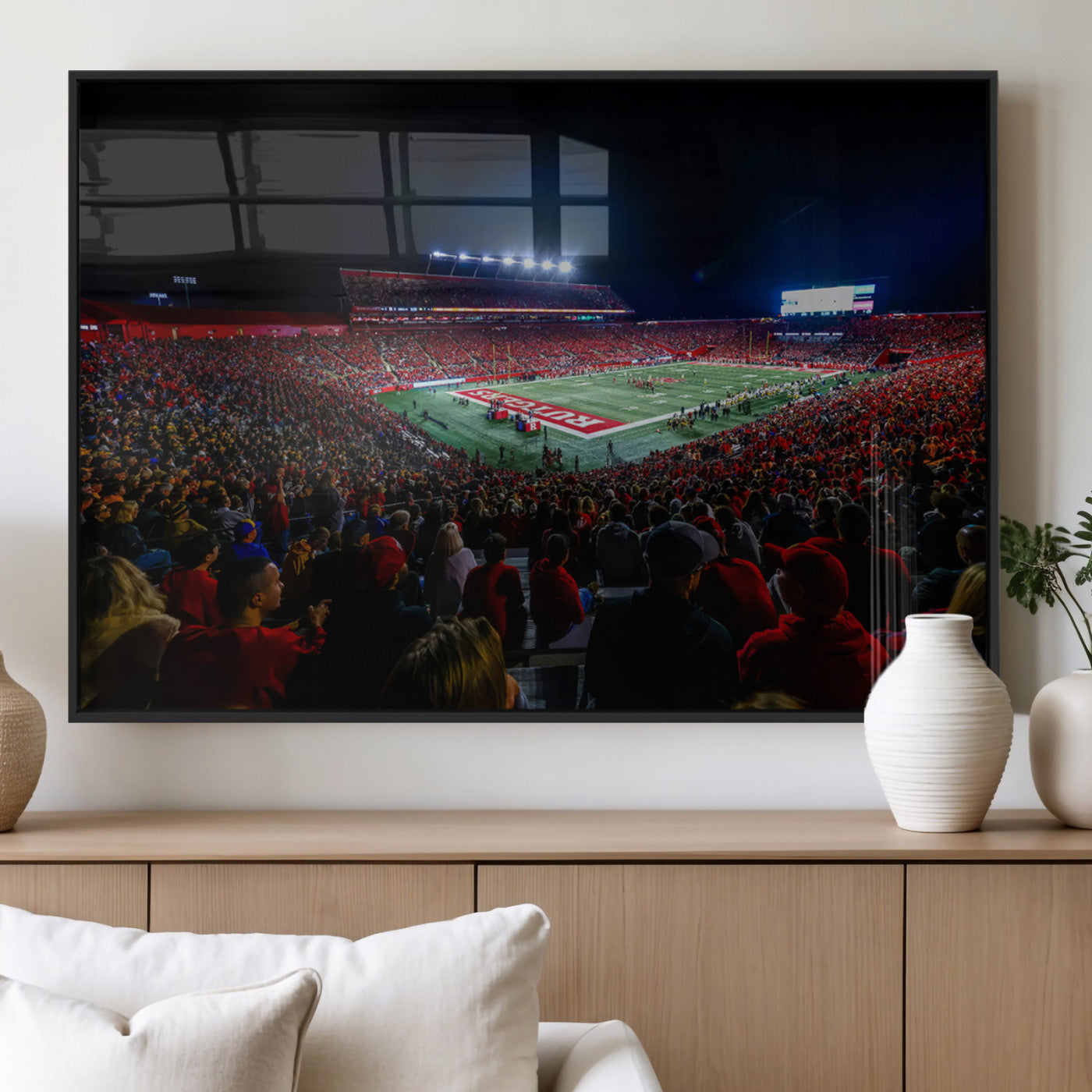 MGV-FP-60X30-3P - Rutgers Scarlet Knights Football Team Print - SHI Stadium, Piscataway Wall Art Canvas Print